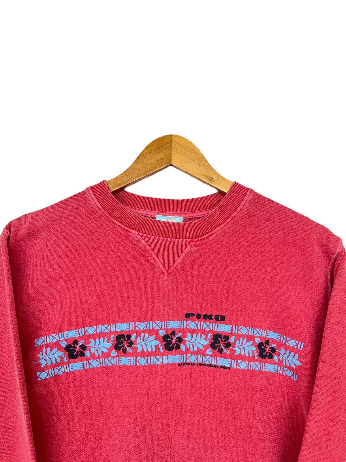 Vintage Vintage Piko Hawaii Floral Logo Sunfaded Red Sweatshirt Size M / US 6-8 / IT 42-44 - 4 Thumbnail