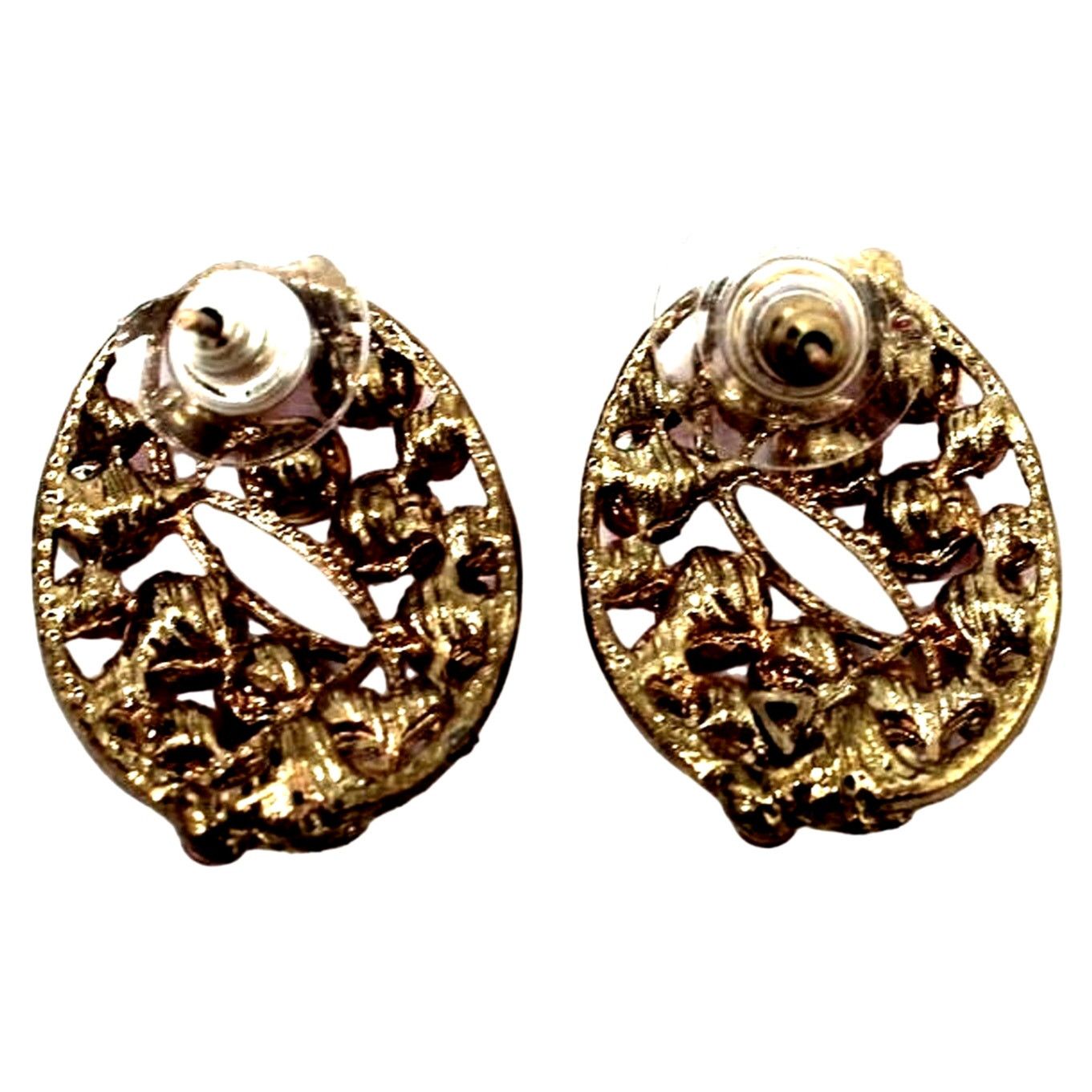 Other Classic Red Rhinestone Studded Earrings •1" •Golden •Pierced Size ONE SIZE - 2 Thumbnail