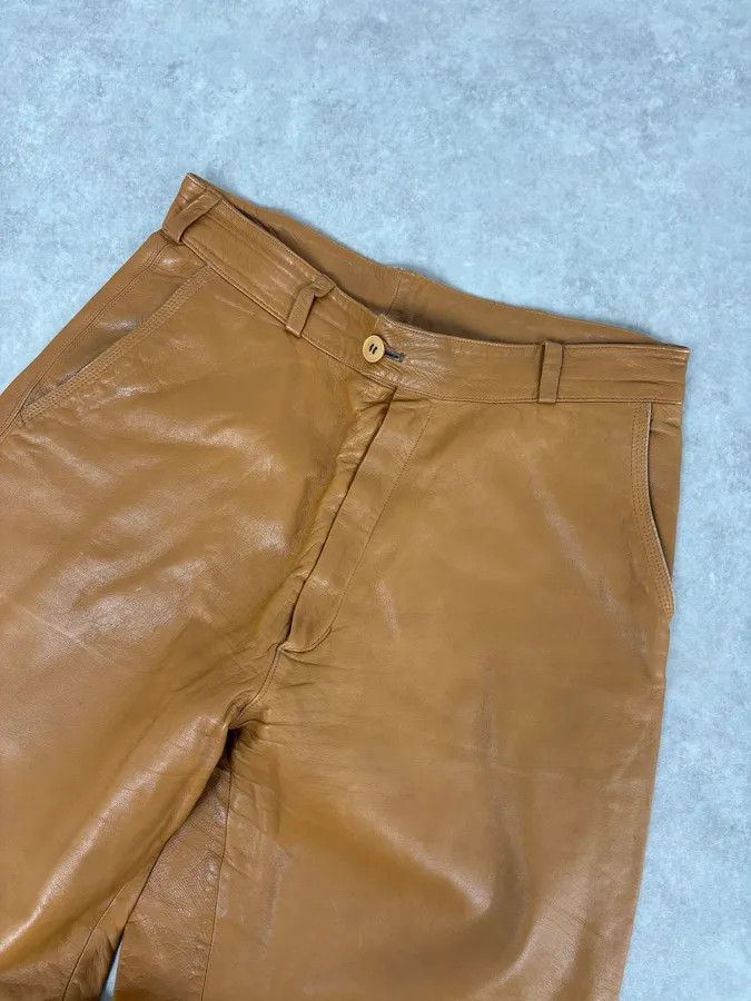 Vintage 1980s Gianni Versace Cognac Leather Pants Size US 32 / EU 48 - 5 Thumbnail