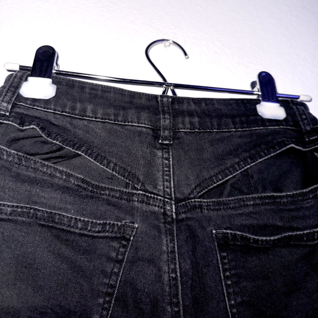 Other Gothic Sexy Cut Out Black Denim Shorts By Adika Summer Size 26" / US 2 / IT 38 - 4 Thumbnail