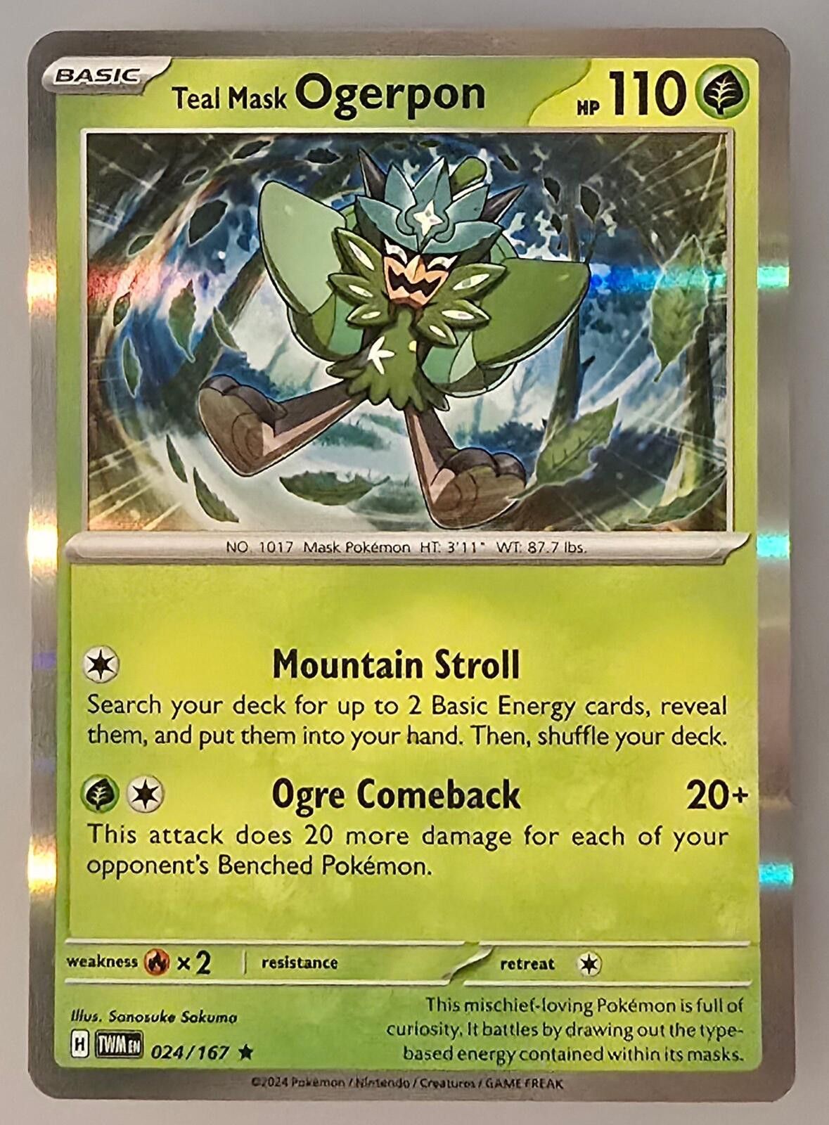 Pokemon Teal Mask Ogerpon (024/167) Pokémon Twilight Masquerade Size ONE SIZE - 1 Thumbnail