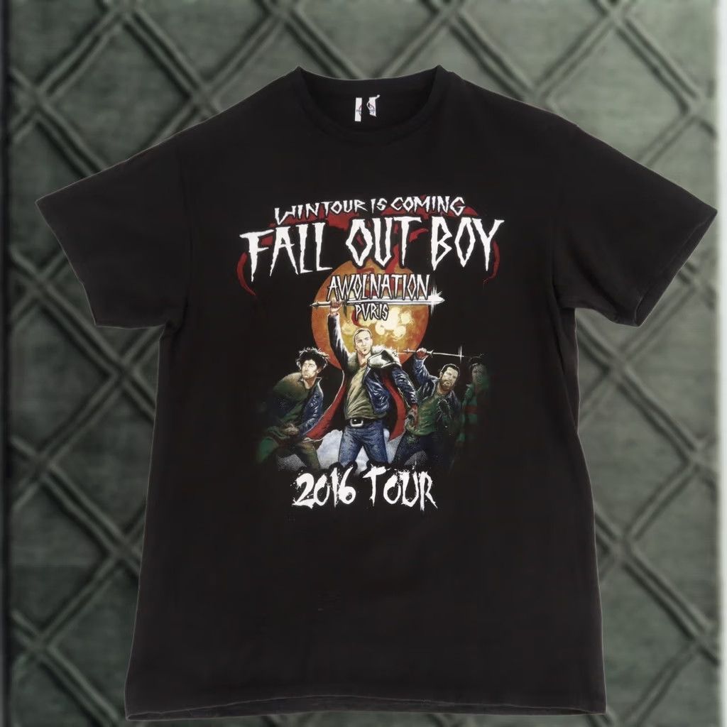 Vintage Fall Out Boy Awolnation Adult Medium Concert Tour 2016 Band Tee Short Sleeve Shirt Men M Black Womens Mens Size US 31 - 1 Thumbnail