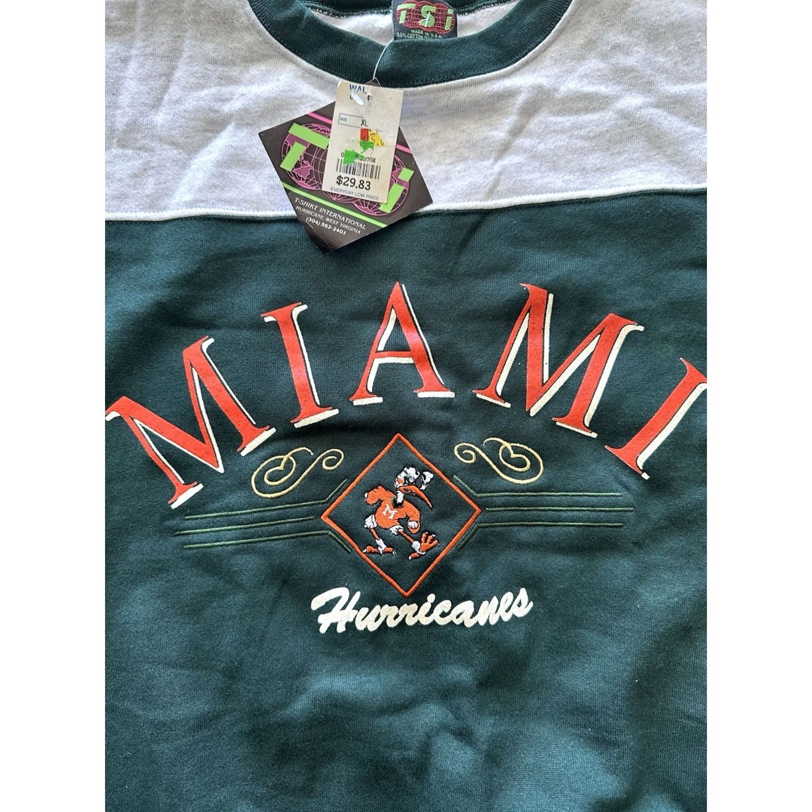 Starter VINTAGE Starter Miami Hurricanes Sweatshirt XL Embroidered 1990s RARE New W/Tags Size US XL / EU 56 / 4 - 2 Thumbnail