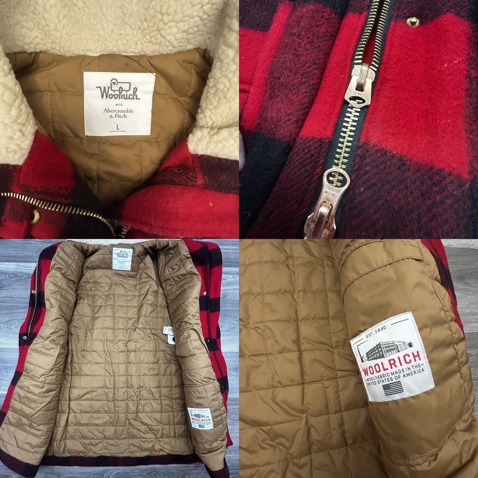 Vintage Woolrich Abercrombie & Fitch Coat Womens Large Red Buffalo Plaid Wool Parka Size L / US 10 / IT 46 - 8 Thumbnail