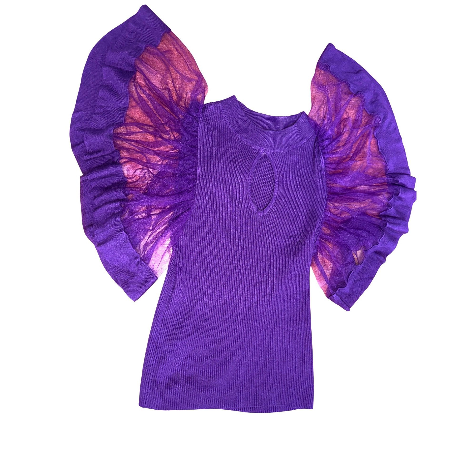 Other 7Th Avenue Design Studio XS Purple Puff Flutter Sleeve Blous Size XS / US 0-2 / IT 36-38 - 9 Thumbnail
