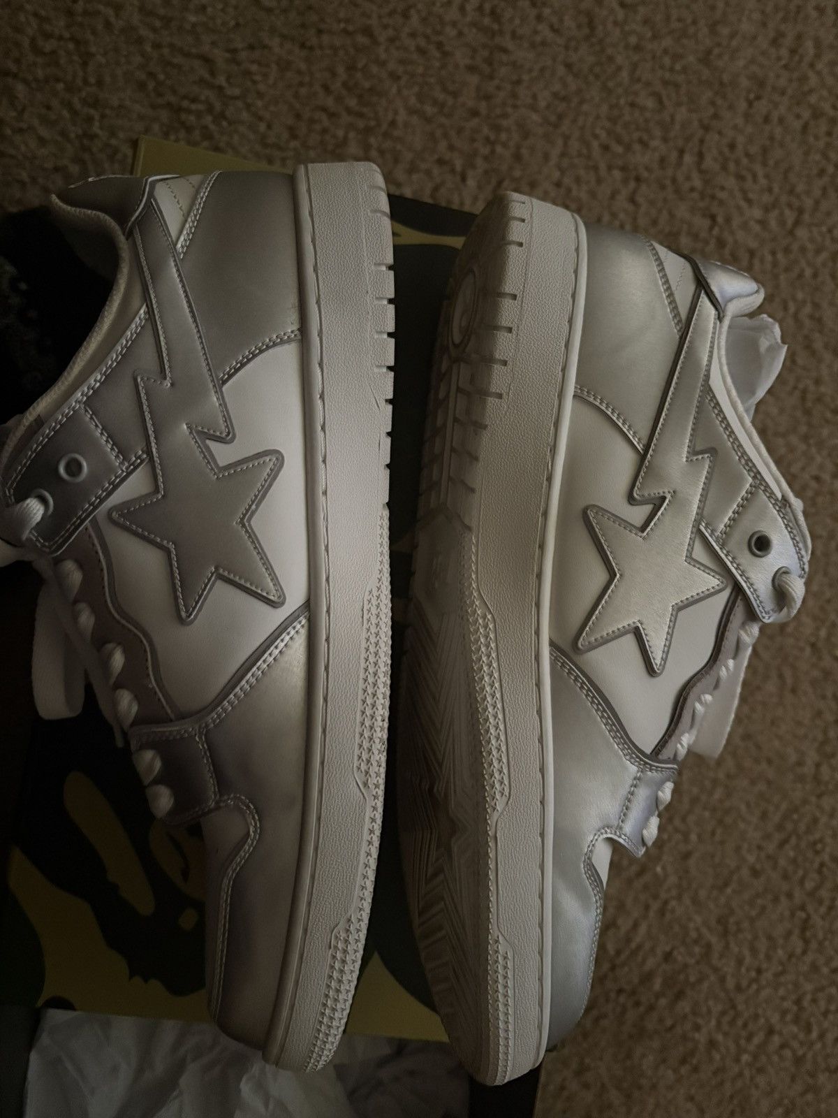Bape BAPE White & Silver Sk8 Sta #4 Sneakers Size US 11.5 / EU 44-45 - 4 Thumbnail