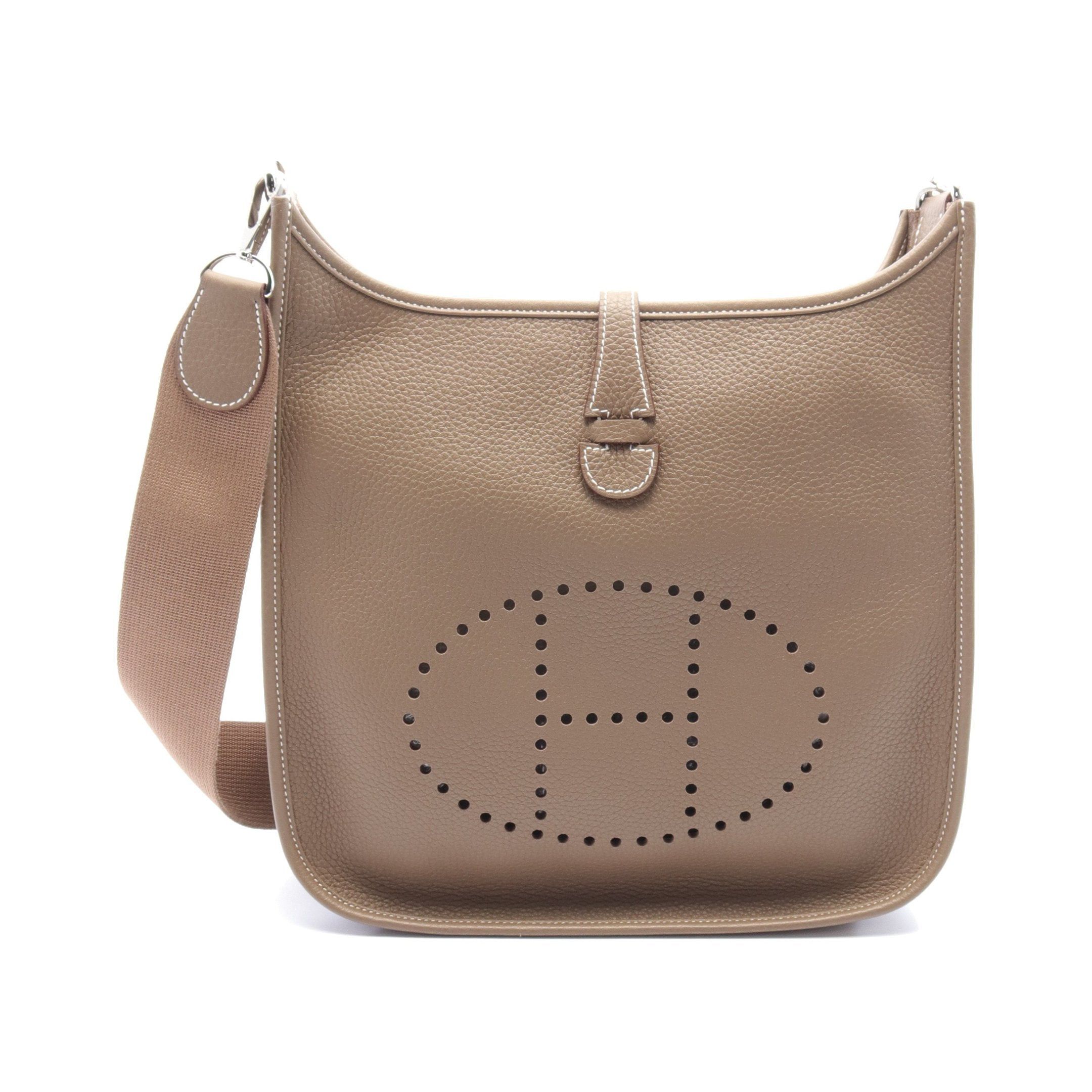 Hermes Hermes Evelyn 3 Troyes Pm Etoupe Shoulder Bag Clemence Leather Gray Brown Silver Hardware Double Engraved Size ONE SIZE - 1 Thumbnail