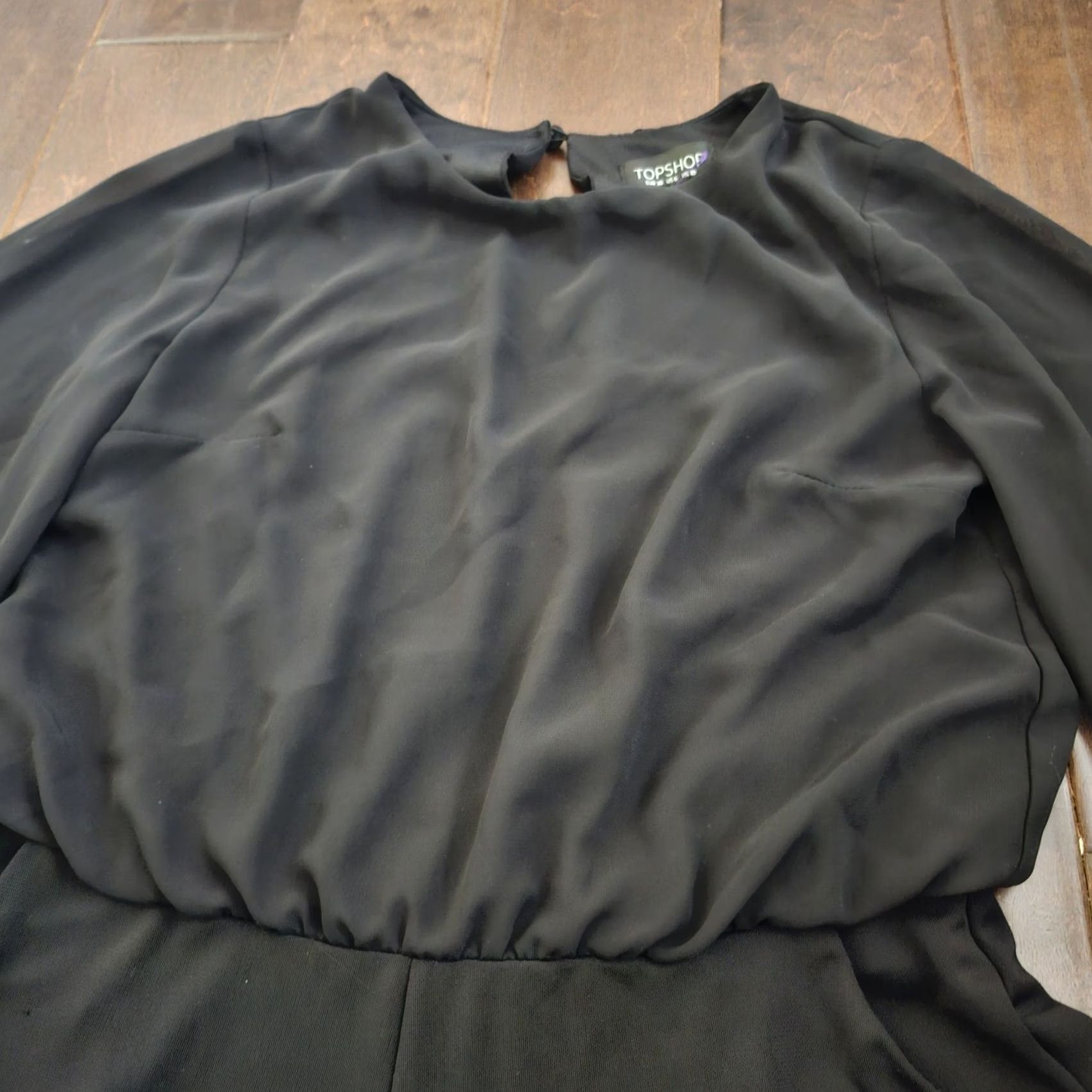 Topshop Topshop Romper Shirt Bell Sleeve Black 6 Womens Regular One-Piece Dressy Romper Size 28" / US 6 / IT 42 - 5 Thumbnail