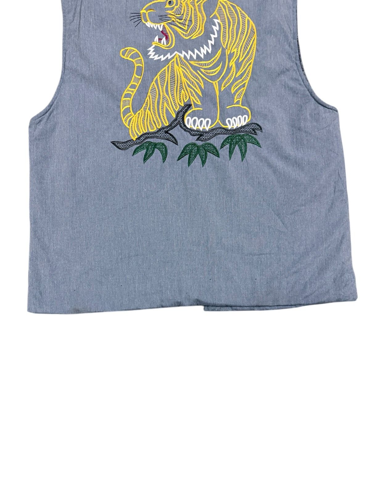 Japanese Brand Vtg🔥Embroidery Tiger Aloha Sherpa Lining Vest Toggle Button Size 44R - 7 Thumbnail