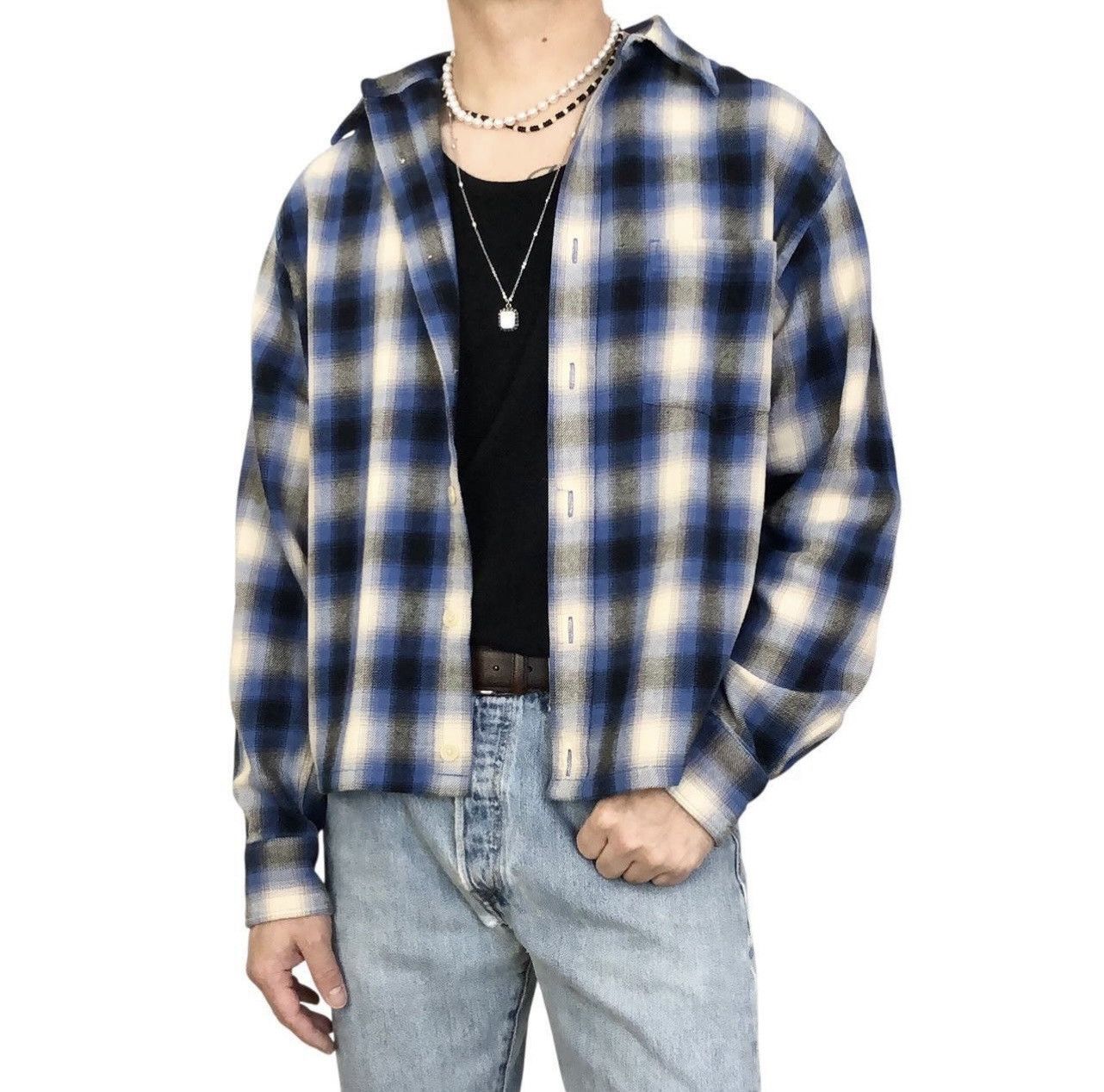 Gap Gap blue plaid cropped flannel shirt Size US M / EU 48-50 / 2 - 2 Thumbnail