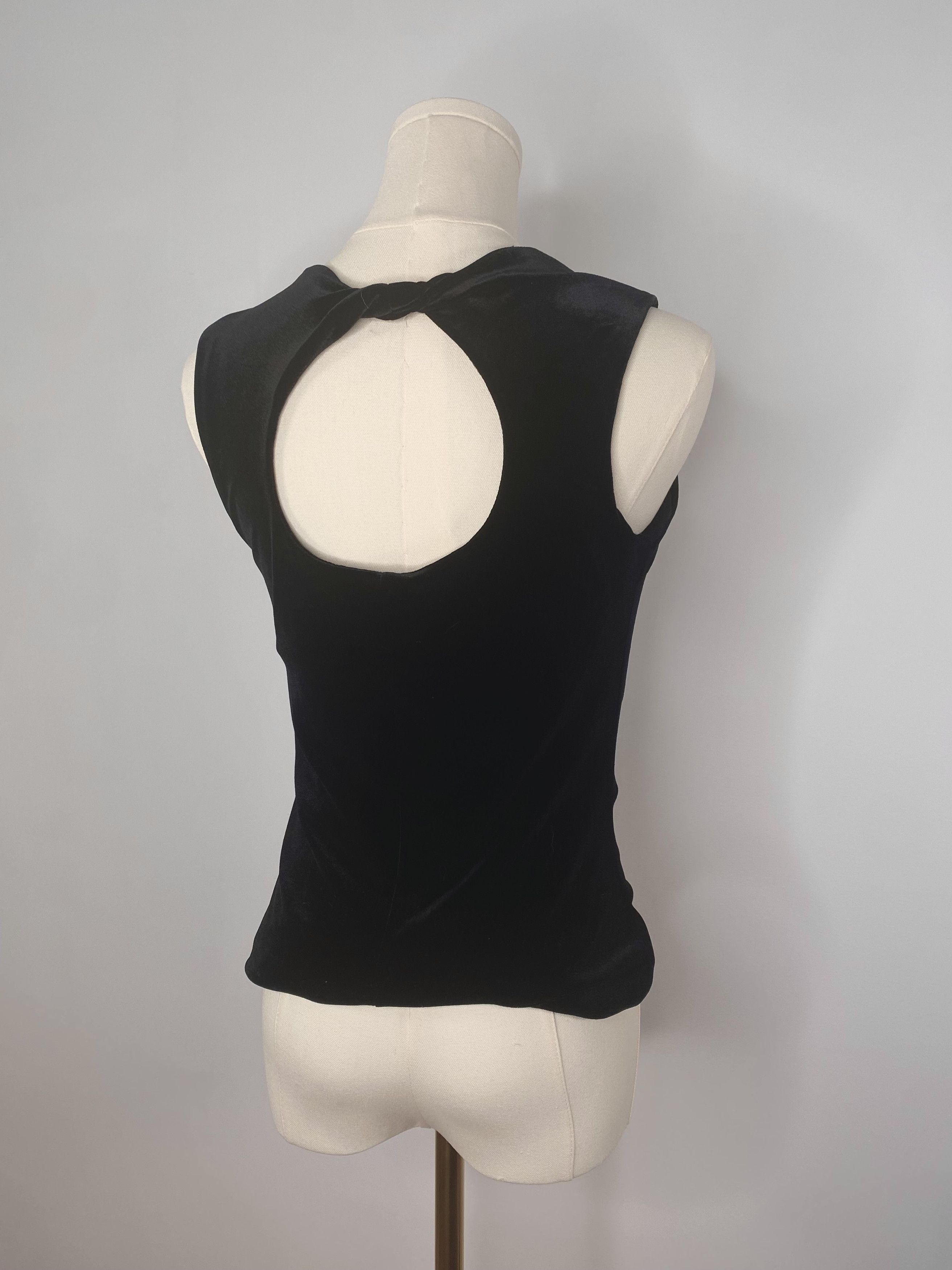 Vintage Black Velvet Sleeveless Camisole Shirt - Laura Size S / US 4 / IT 40 - 1 Thumbnail