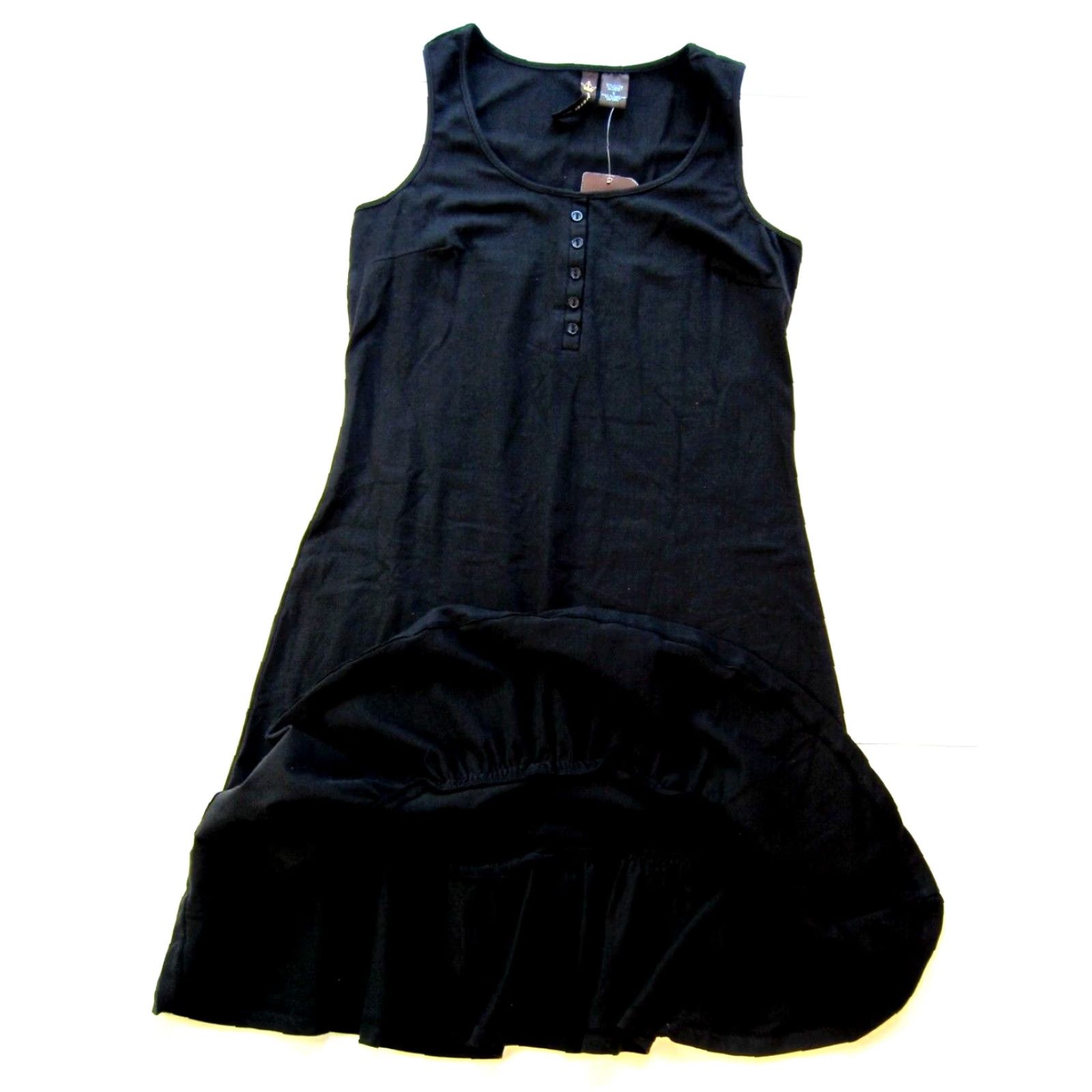 Vintage NWT Wearever Sport Black Cotton Stretch Midi Tank Sun Dress Women Small Size S / US 4 / IT 40 - 5 Thumbnail