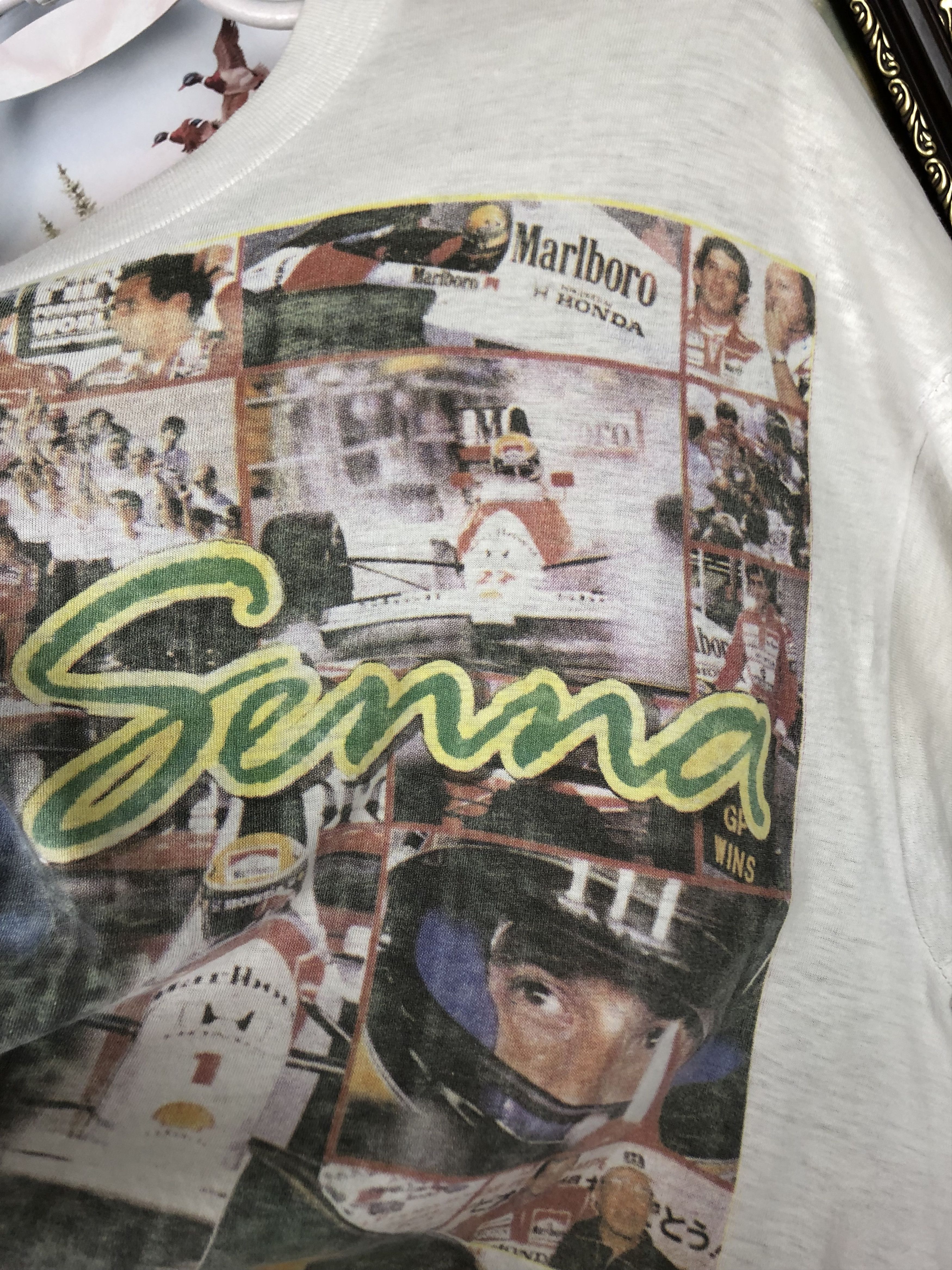 Vintage Vintage 90's Ayrton Senna Racing Tee Shirt Over Print Shirt Size US L / EU 52-54 / 3 - 5 Thumbnail