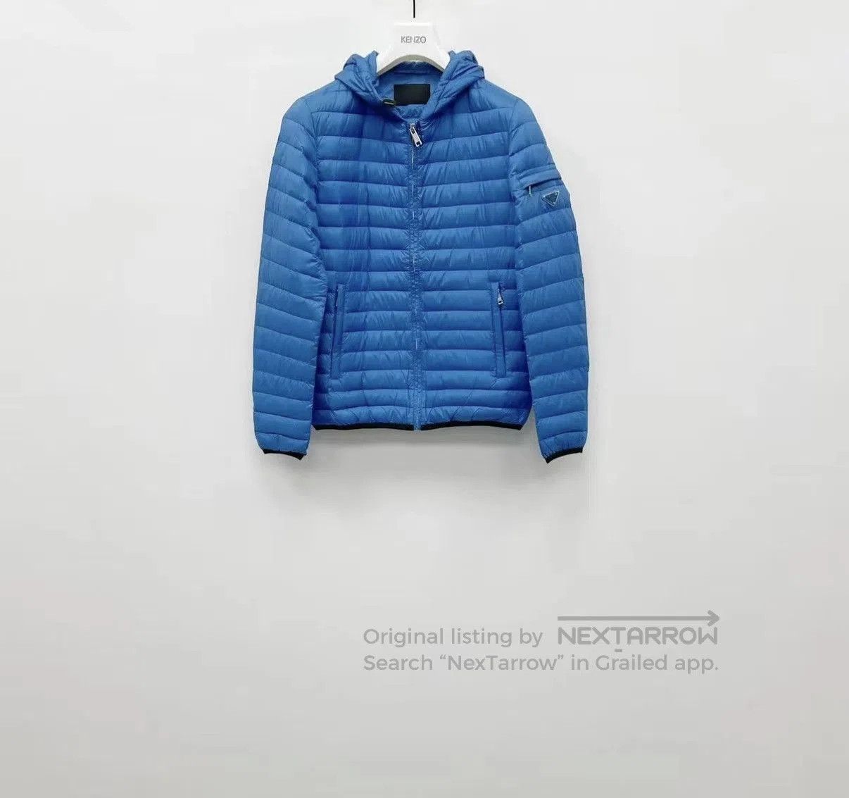 Prada Blue Quilted Hooded Light Jacket. Size US L / EU 52-54 / 3 - 1 Thumbnail