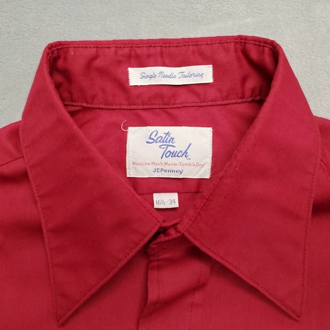 JCPenney VINTAGE JCPenney Shirt Men 34 Red Maroon Button-Up Long Sleeve Single Needle Tapered Casual Outdoor Size US S / EU 44-46 / 1 - 4 Thumbnail