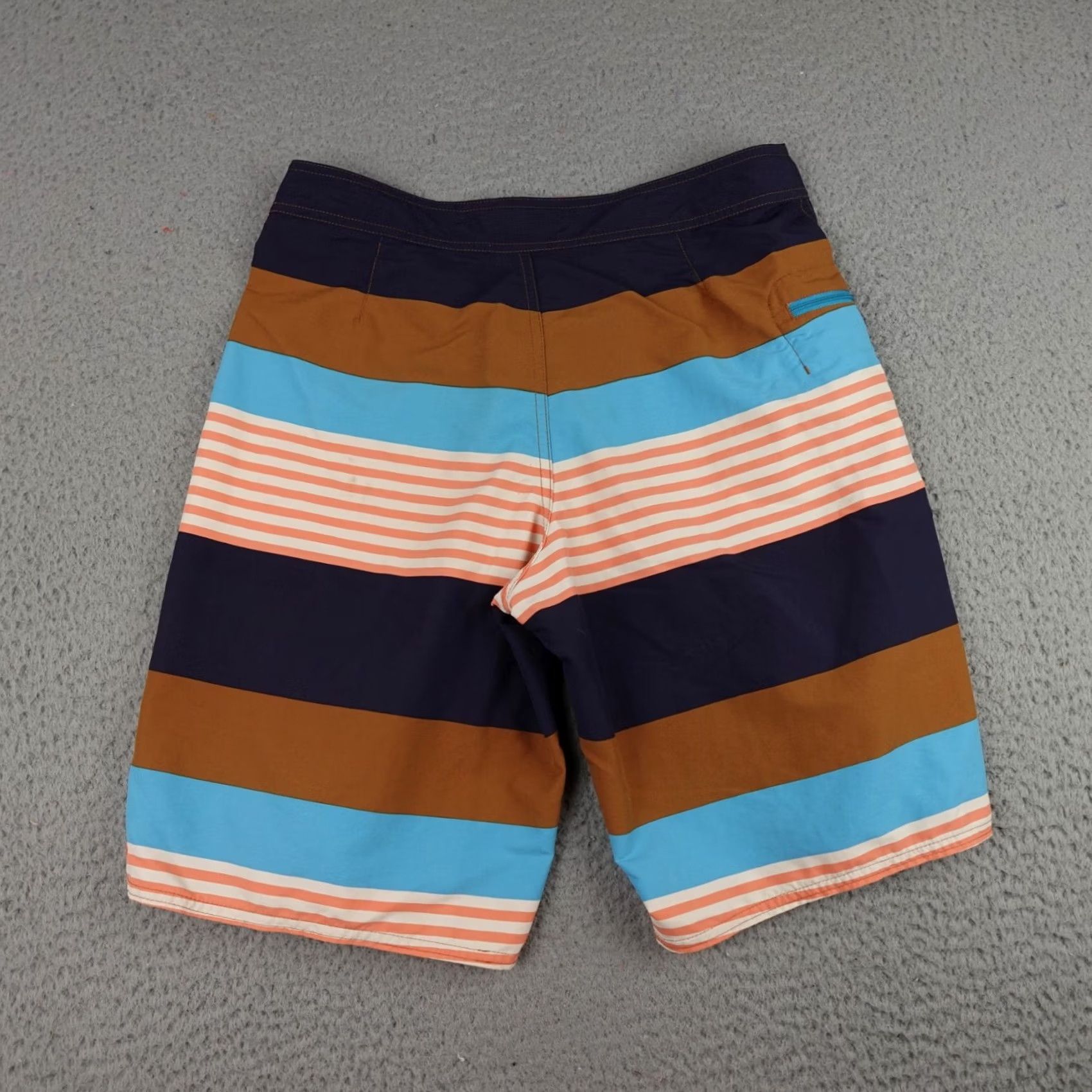 Patagonia Patagonia Boardshorts Mens 31 Brown Blue Striped Wavefarer Fitz Swim Trunks Size US 28 / EU 44 - 6 Thumbnail