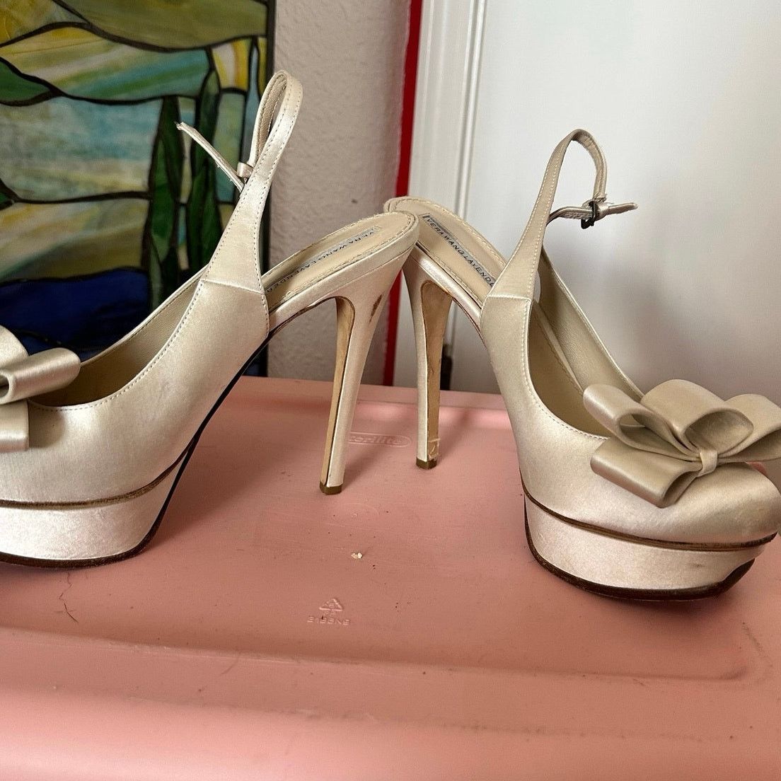 Other vera wang lavender white wedding platform stiletto heels Size US 9.5 / IT 39.5 - 4 Thumbnail