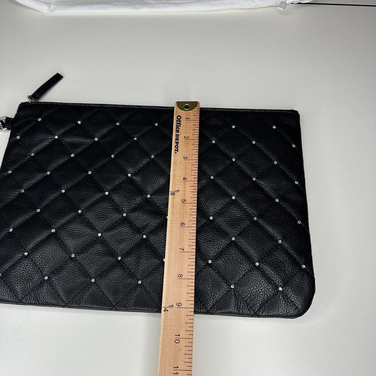 Swarovski Swarovski Black Quilted Leather & Crystals Zip Close Clutch Size ONE SIZE - 11 Thumbnail