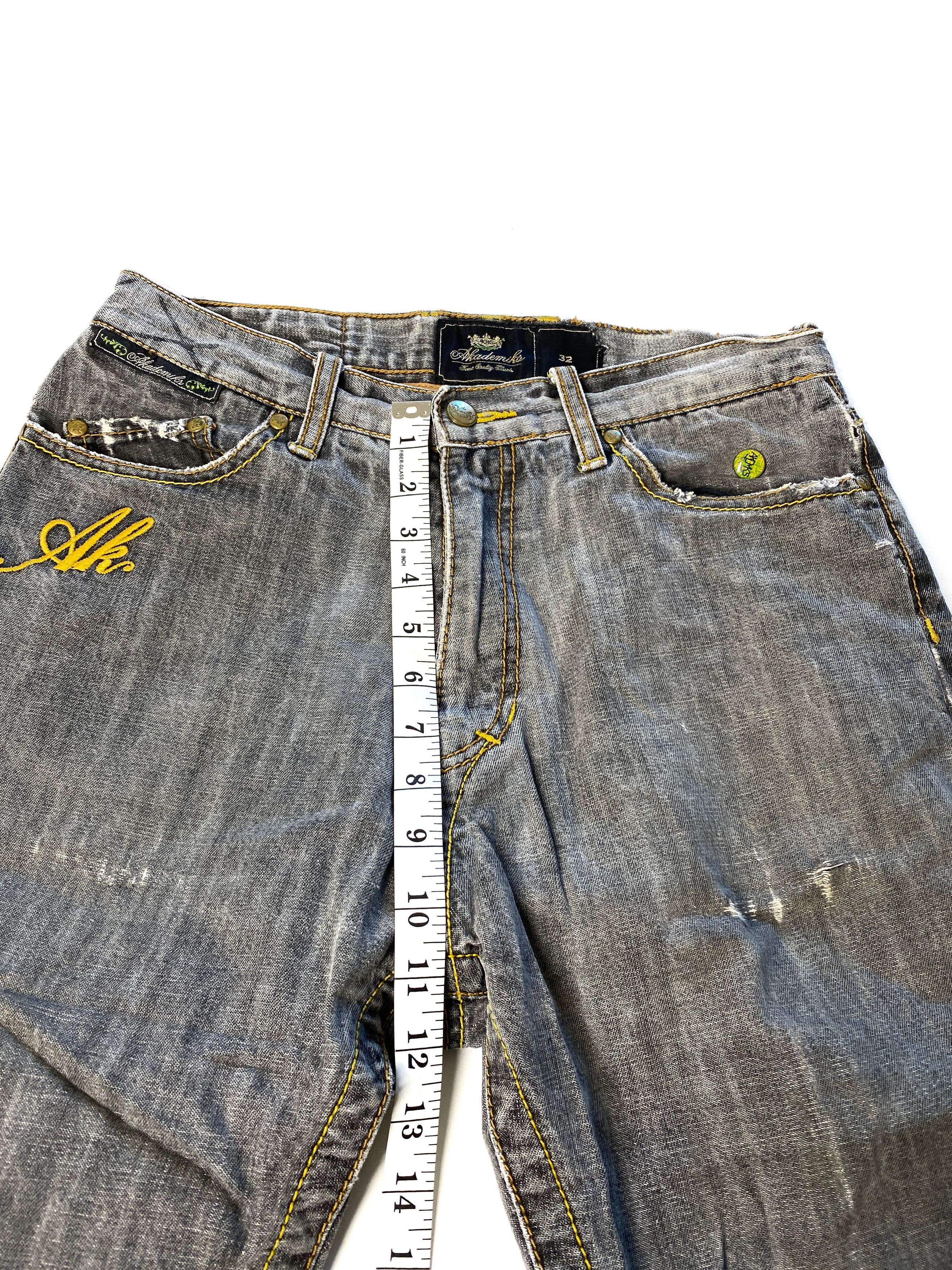 Akademiks Jeans Unisex 32 Distress Capri Geometric Print AK Embroidory Size US 32 / EU 48 - 7 Thumbnail