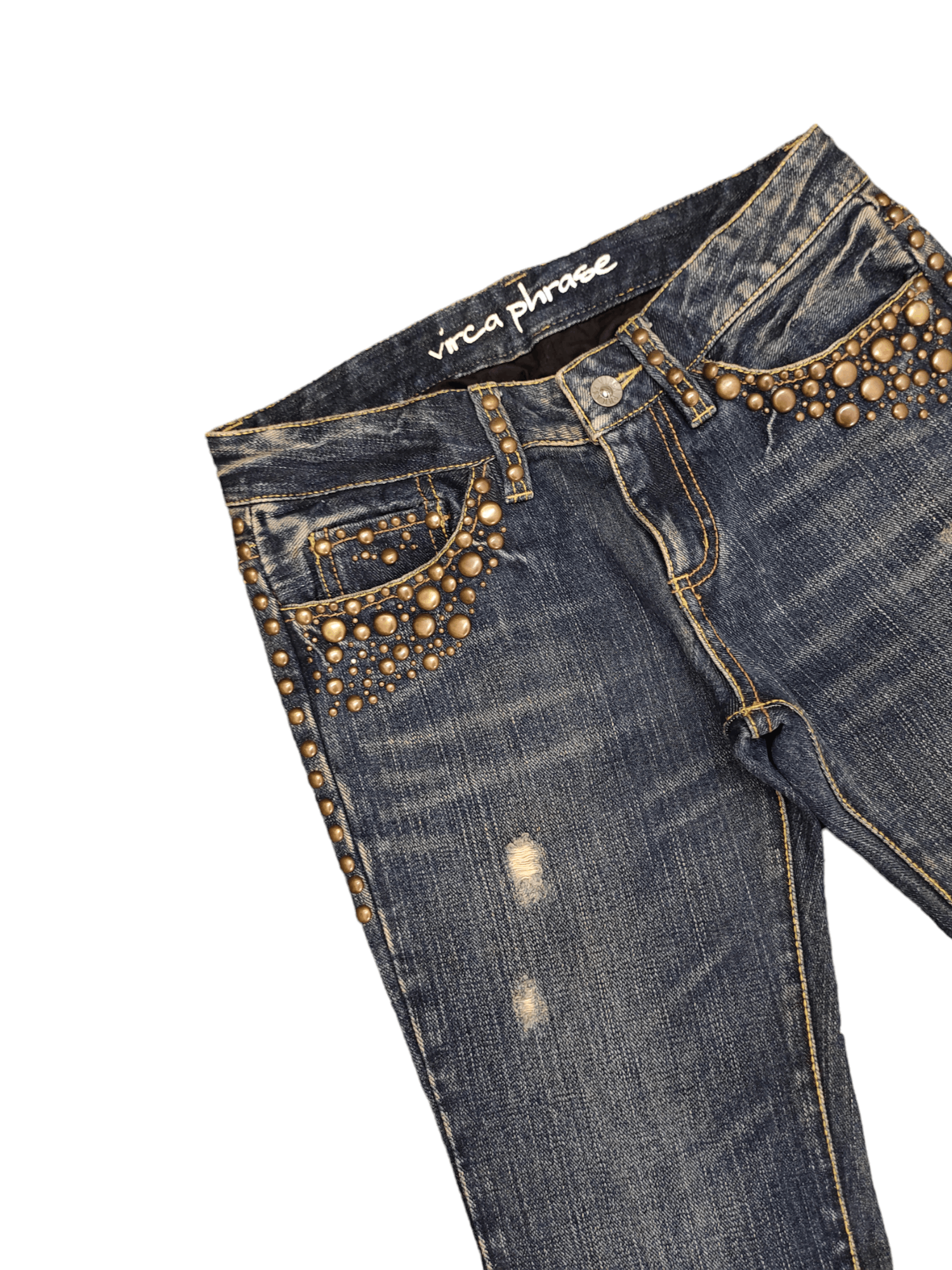 Hysteric Glamour Flare Jeans Virca Phrase Studded Denim Boot Cut Y2k Goa Size US 28 / EU 44 - 5 Thumbnail