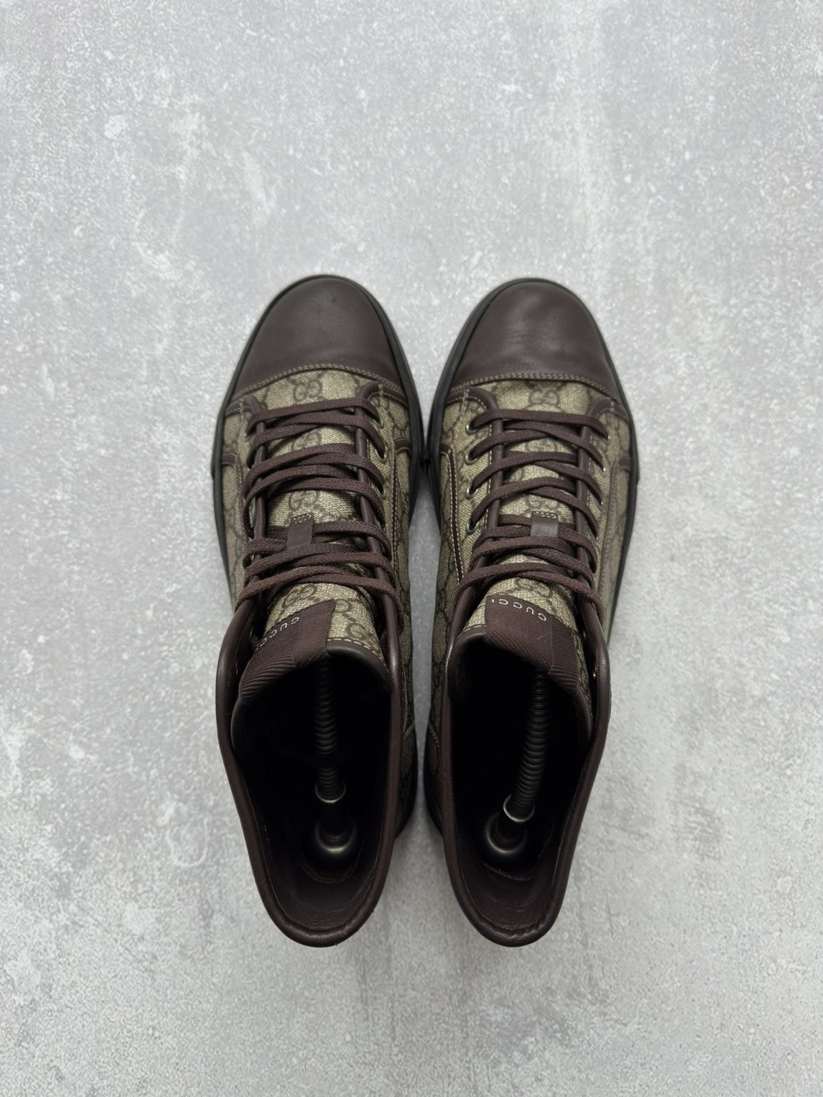 Vintage Vintage Gucci High Top GG Brown Monogram Leather Shoes Size US 8.5 / EU 41-42 - 14 Thumbnail