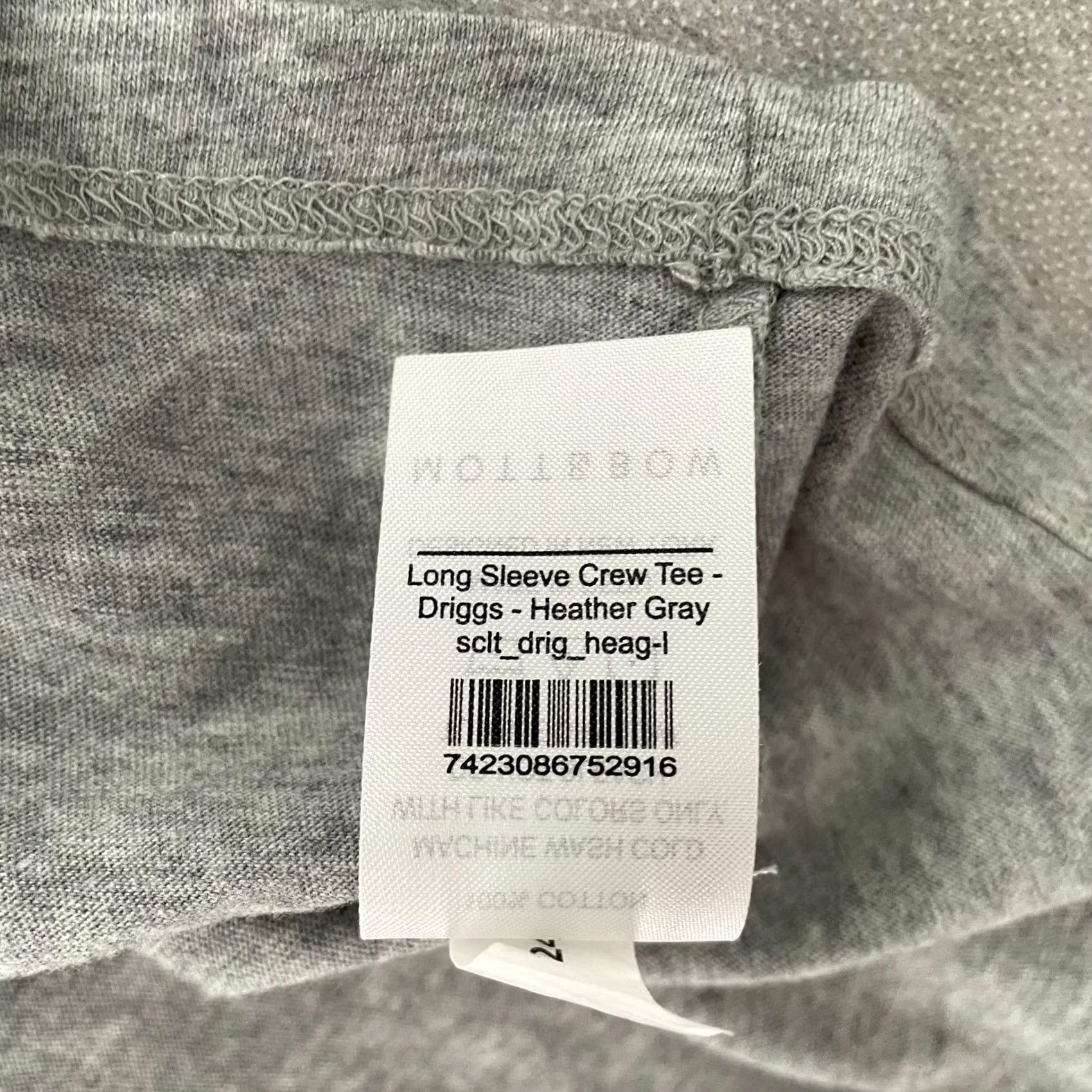Mott & Bow Mott & Bow Shirt Adult Large Gray Driggs Long Sleeve Crew Tee Cotton Mens L Size US L / EU 52-54 / 3 - 6 Thumbnail