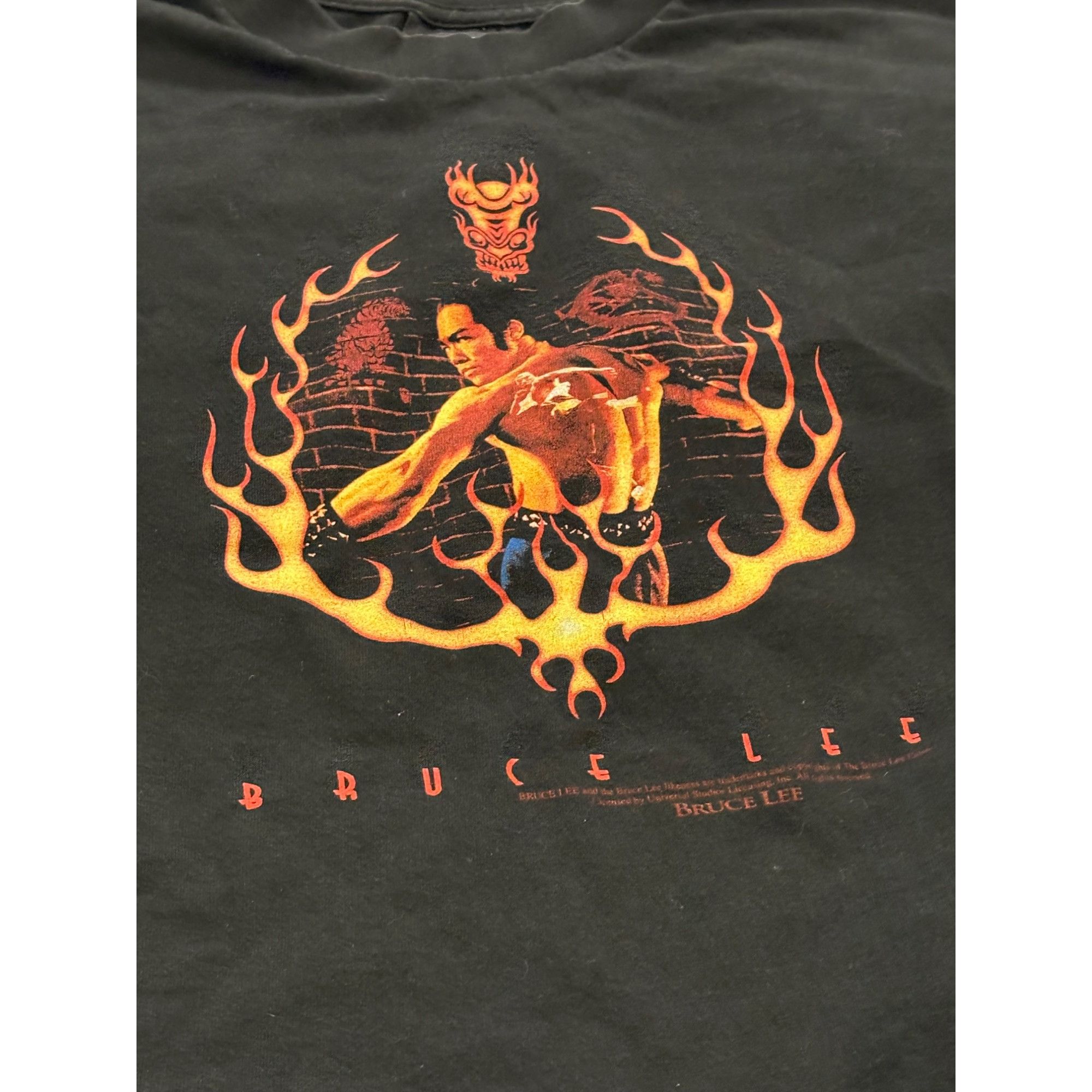 Giant Vintage Bruce Lee Fire Graphic Martial Arts Giant Tag Black Size US L / EU 52-54 / 3 - 5 Thumbnail