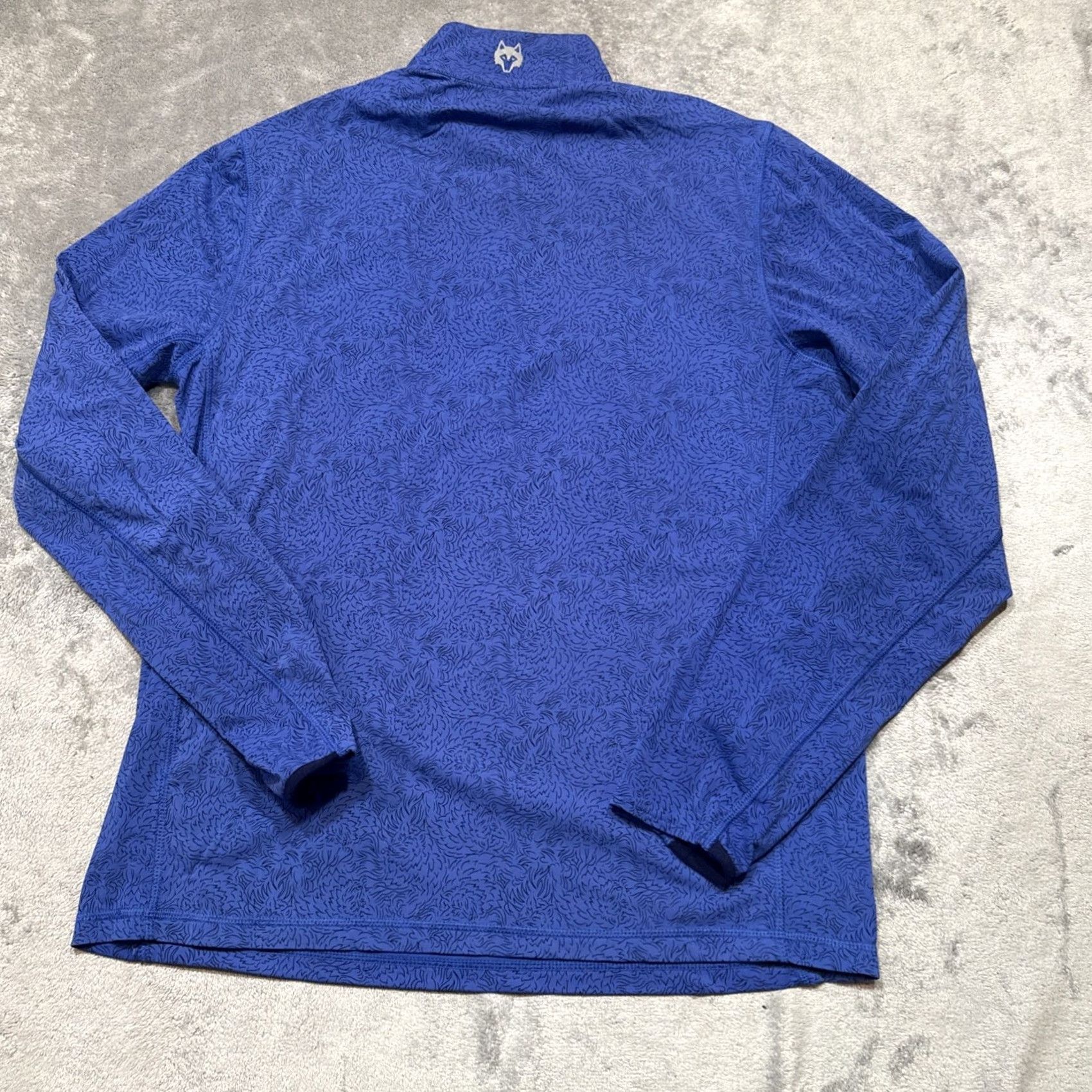 Vintage Greyson Mens Medium Blue Golf Performance Wolf Design 1/4 Zip Pullover Jersey Mock Neck Long Sleeve Shirt Size US M / EU 48-50 / 2 - 7 Thumbnail