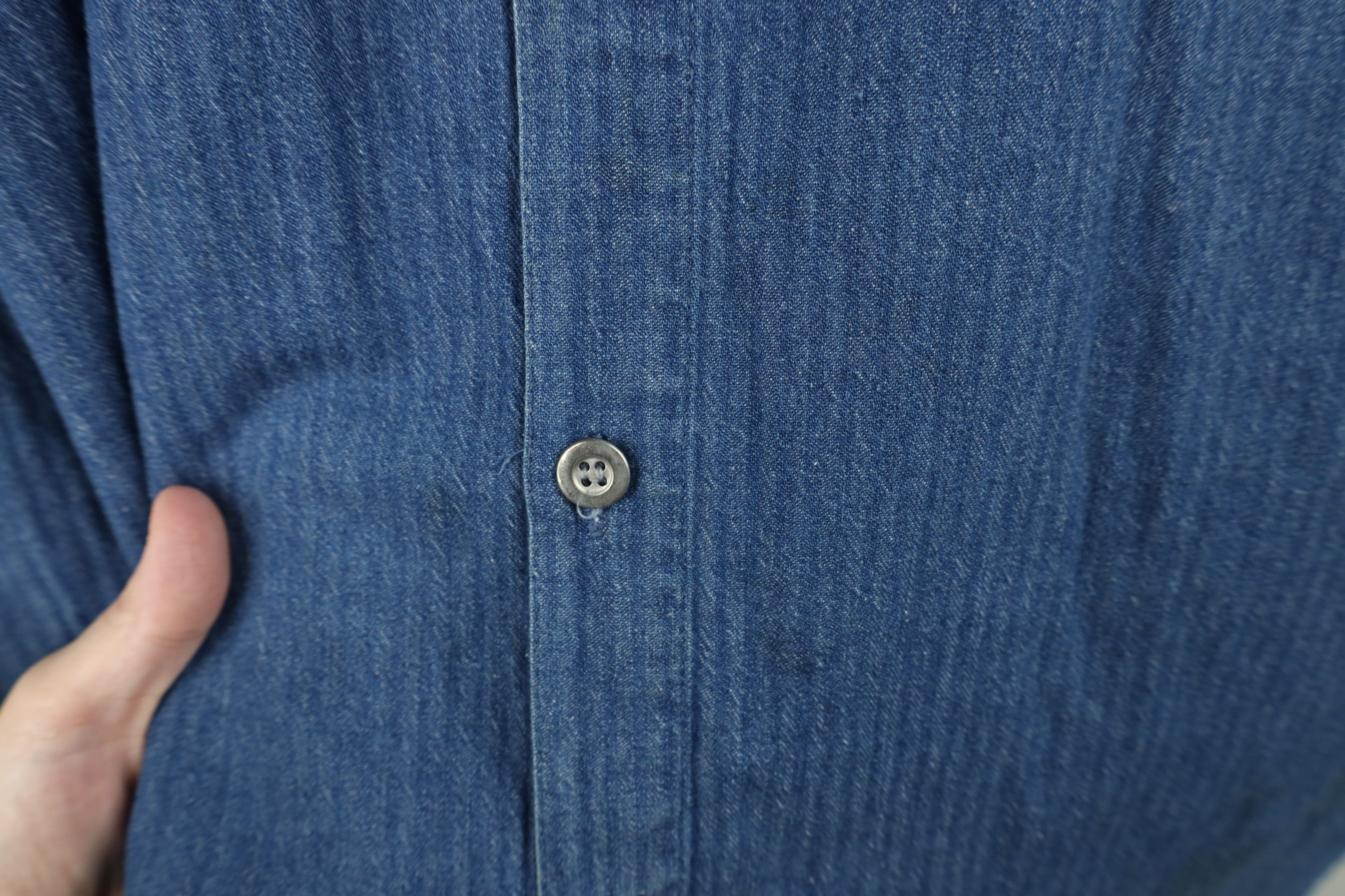 Vintage Vintage 90s Streetwear Striped Denim Jean Button Down Shirt Size US L / EU 52-54 / 3 - 5 Thumbnail