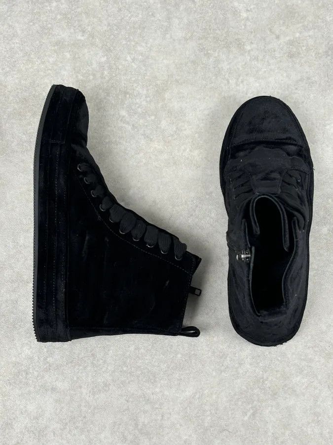 Ann Demeulemeester Ann Demeulemeester Black Velvet High-Top Sneakers Size US 7 / EU 40 - 9 Thumbnail
