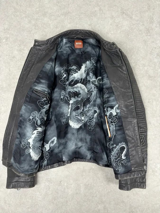Hugo Boss Hugo Boss Dark Grey Leather Blouson Padded Moto Jacket Size US L / EU 52-54 / 3 - 7 Thumbnail