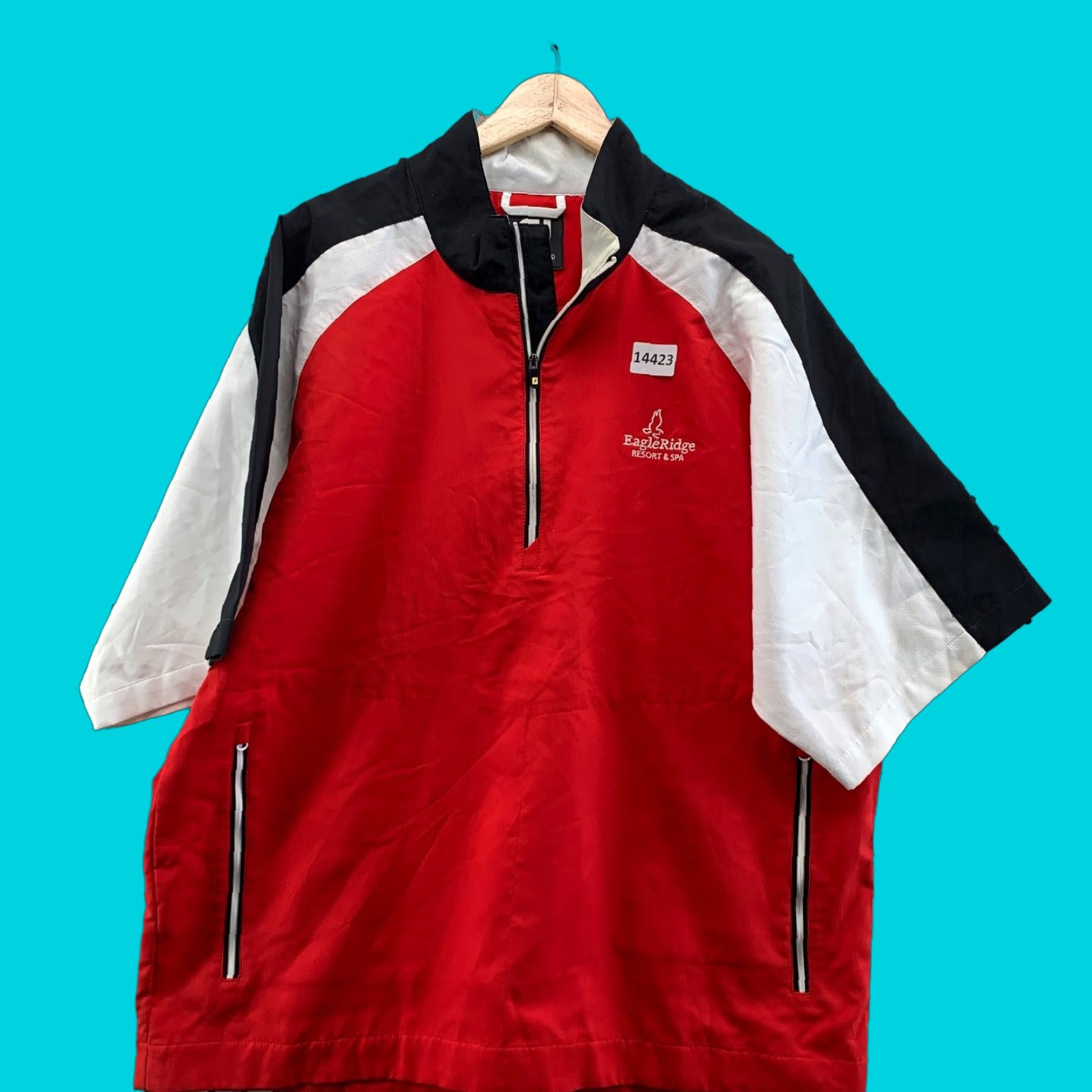 Footjoy Footjoy Golf 1/4 Zip Pullover Windbreaker Red Black Short Sleeve Mens L Jacket Size US L / EU 52-54 / 3 - 1 Thumbnail
