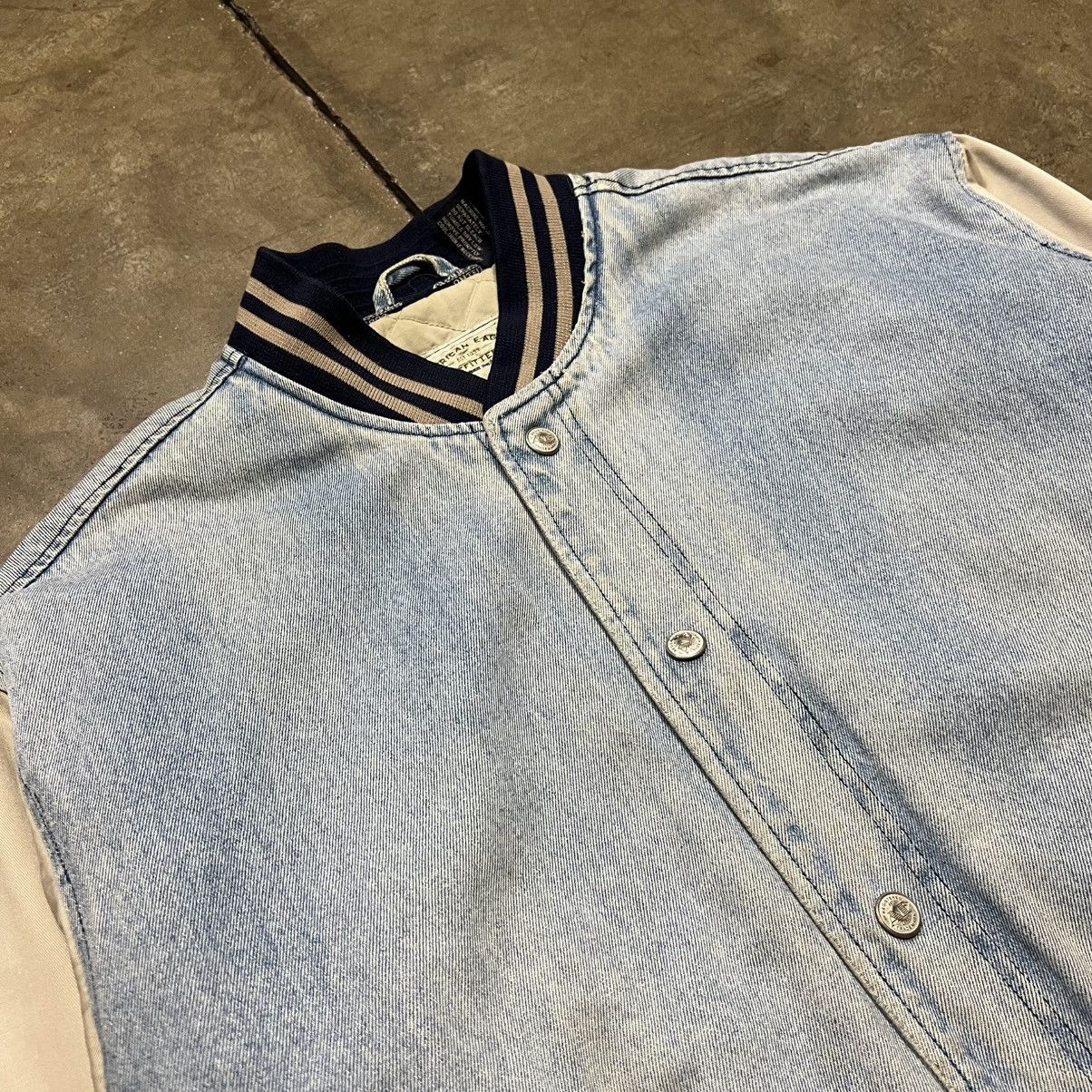 American Eagle Outfitters Vintage American Eagle Denim Bomber Jacket Varsity Faded Y2K Size US L / EU 52-54 / 3 - 3 Thumbnail