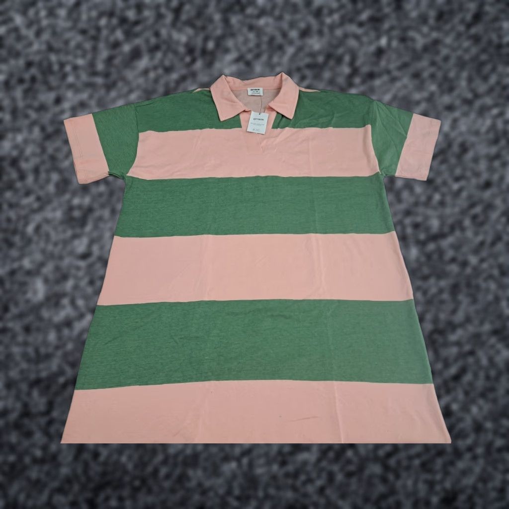 Cotton On Cotton On Polo Shirt XS Pink/Green Striped Short Sleeve Relaxed Fit Mens Shirt Polo NWT XS 4754 Size US XS / EU 42 / 0 - 1 Thumbnail
