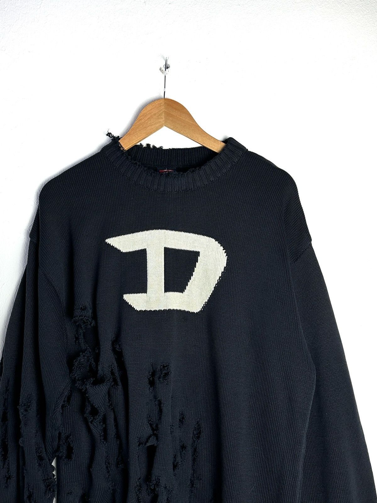 Diesel × Vintage Vintage Diesel big logo knit sweater distressed boxy fit Size US M / EU 48-50 / 2 - 2 Thumbnail