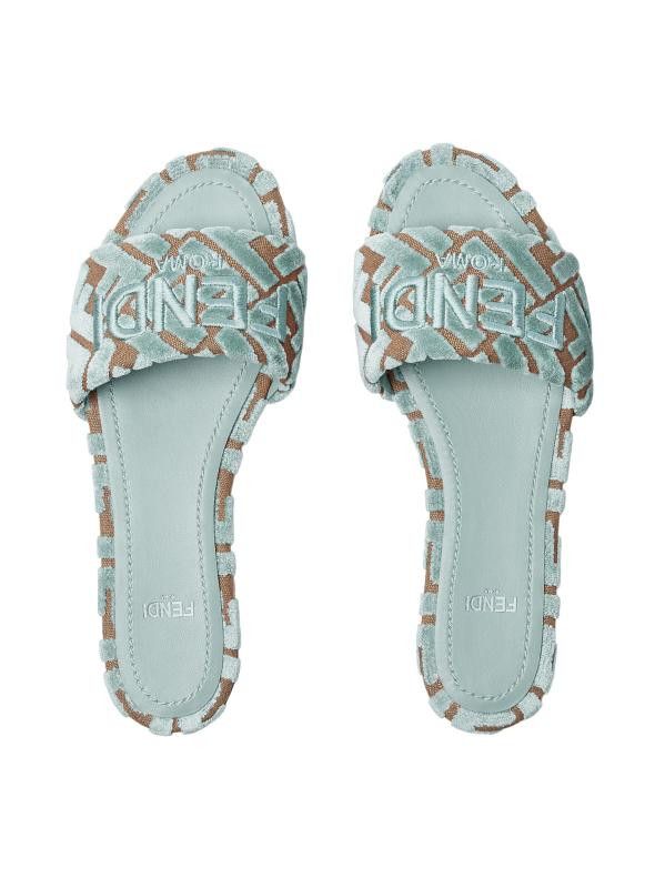 Fendi Fendi Sunshine Velvet FF Logo Slide Flat Flip Flop Sandal 37 Size US 7 / IT 37 - 7 Thumbnail