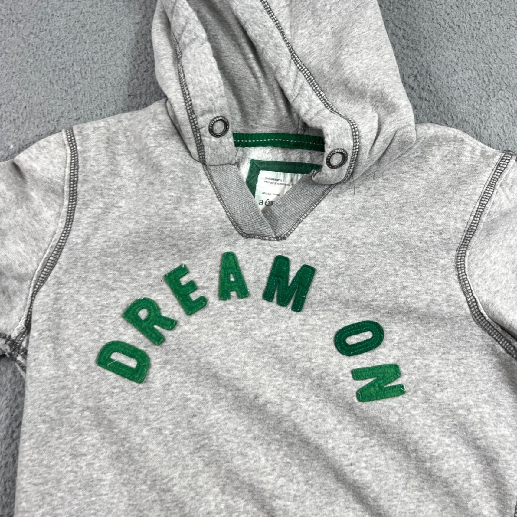 Vintage Aéropostale Dream On Exposed Seam Hoodie Pullover Sweatshirt Long Sleeve Gray M Size M / US 6-8 / IT 42-44 - 2 Thumbnail
