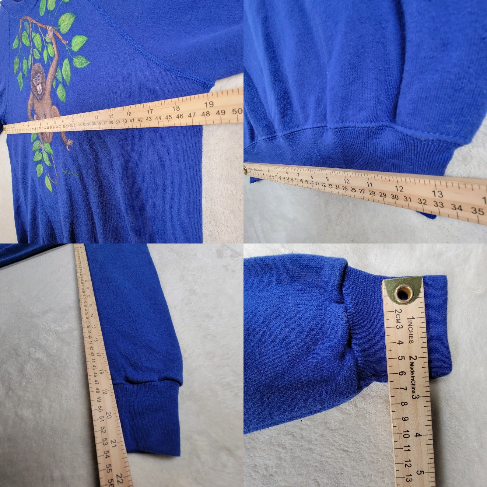Lee VINTAGE LEE Sweatshirt Women's Medium Blue Cotton Blend Pullover Long Sleeve Monkeys Embroidered Crew Neck Casual Size M / US 6-8 / IT 42-44 - 8 Thumbnail