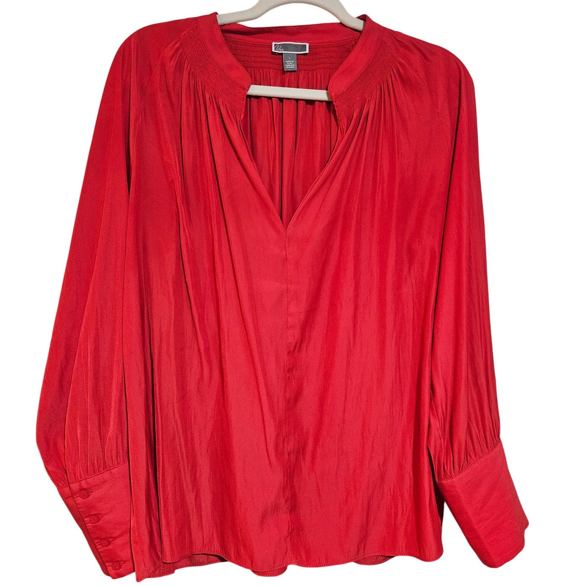 Other Chelsea28 Red Satin Blouse Large Romantic Holiday Glam State Size L / US 10 / IT 46 - 2 Thumbnail
