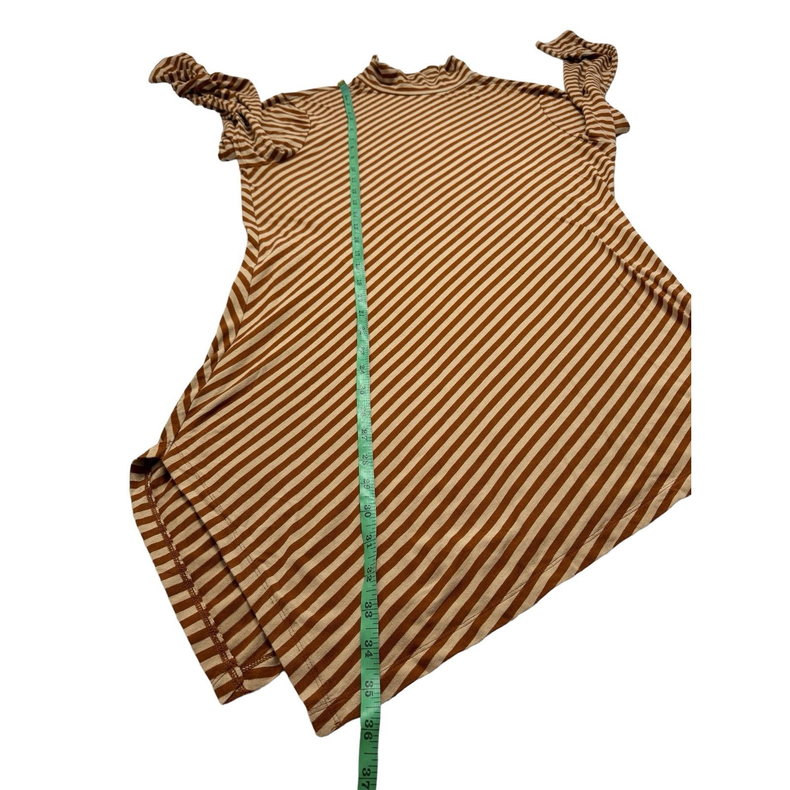 Chicos CHICOS Brown Tan Stripe High Neck Asymmetric Tunic Large (2) Size L / US 10 / IT 46 - 9 Thumbnail