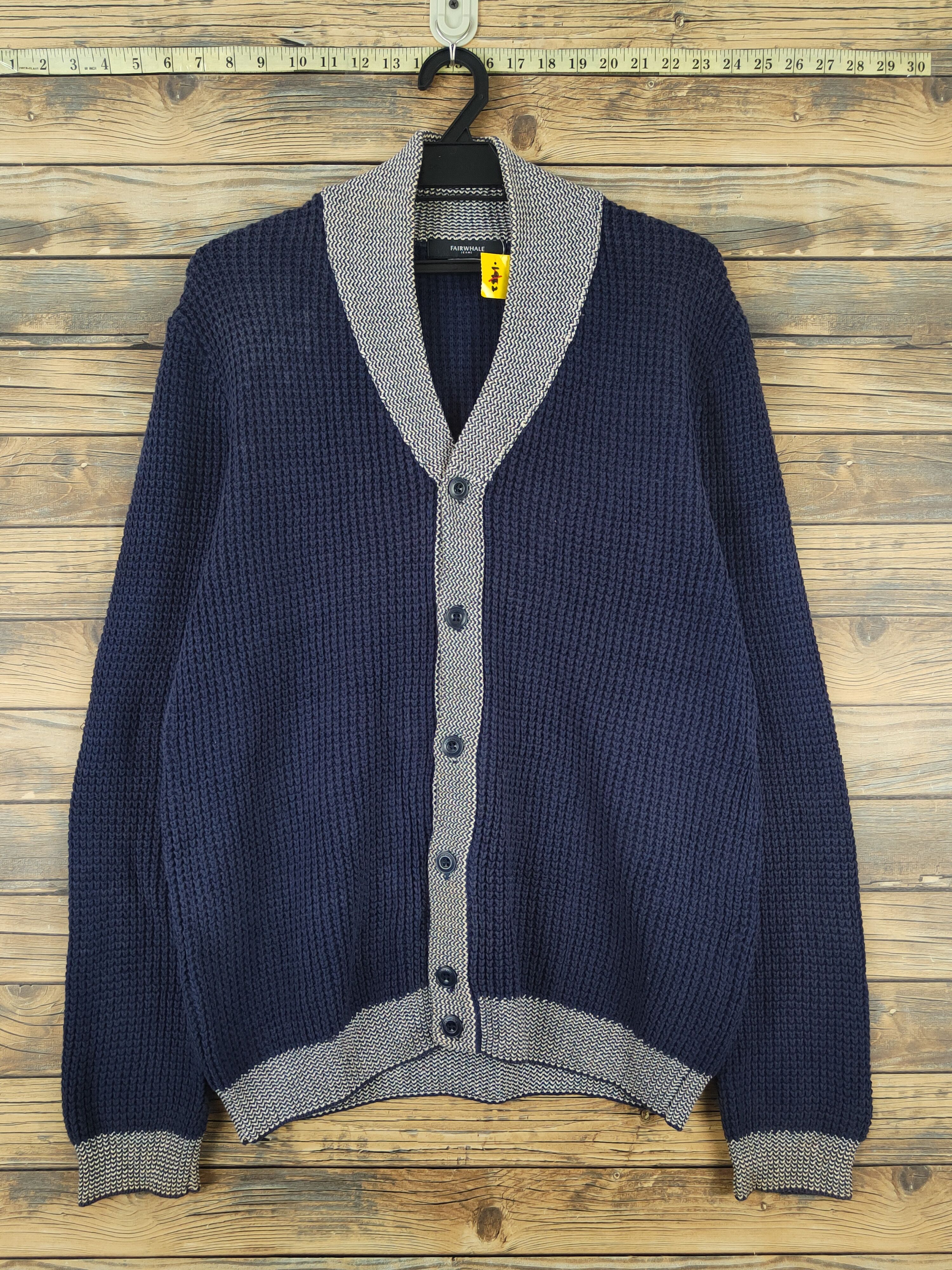 Homespun Knitwear Fairwhale Navy Knitwear Cardigan #W1097 Size US L / EU 52-54 / 3 - 1 Thumbnail