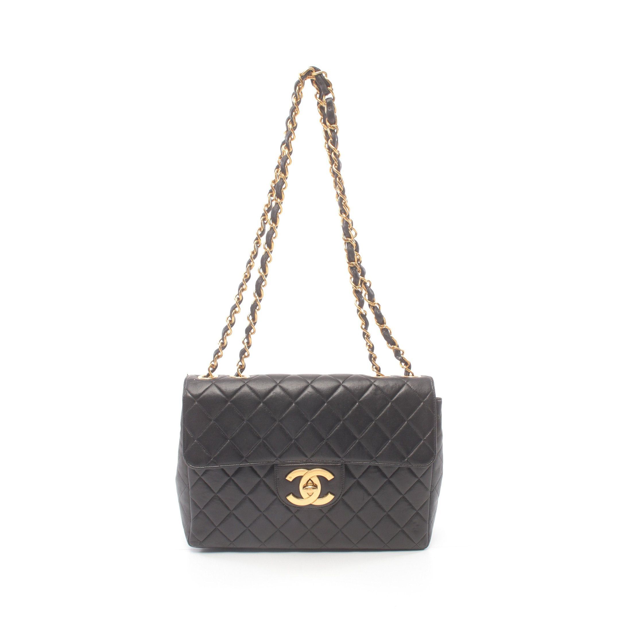 Chanel Chanel Decamatlassé 30 Double Chain Shoulder Bag Lambskin Black Gold Hardware Size ONE SIZE - 1 Thumbnail