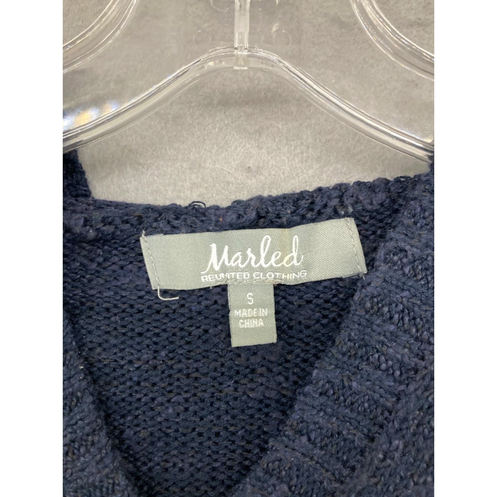 Vintage Marled Reunited Clothing Sweater Women Hooded V-Neck Long Sleeve Navy Blue XS S Small Casual Football Theme 90s? Size S / US 4 / IT 40 - 5 Thumbnail