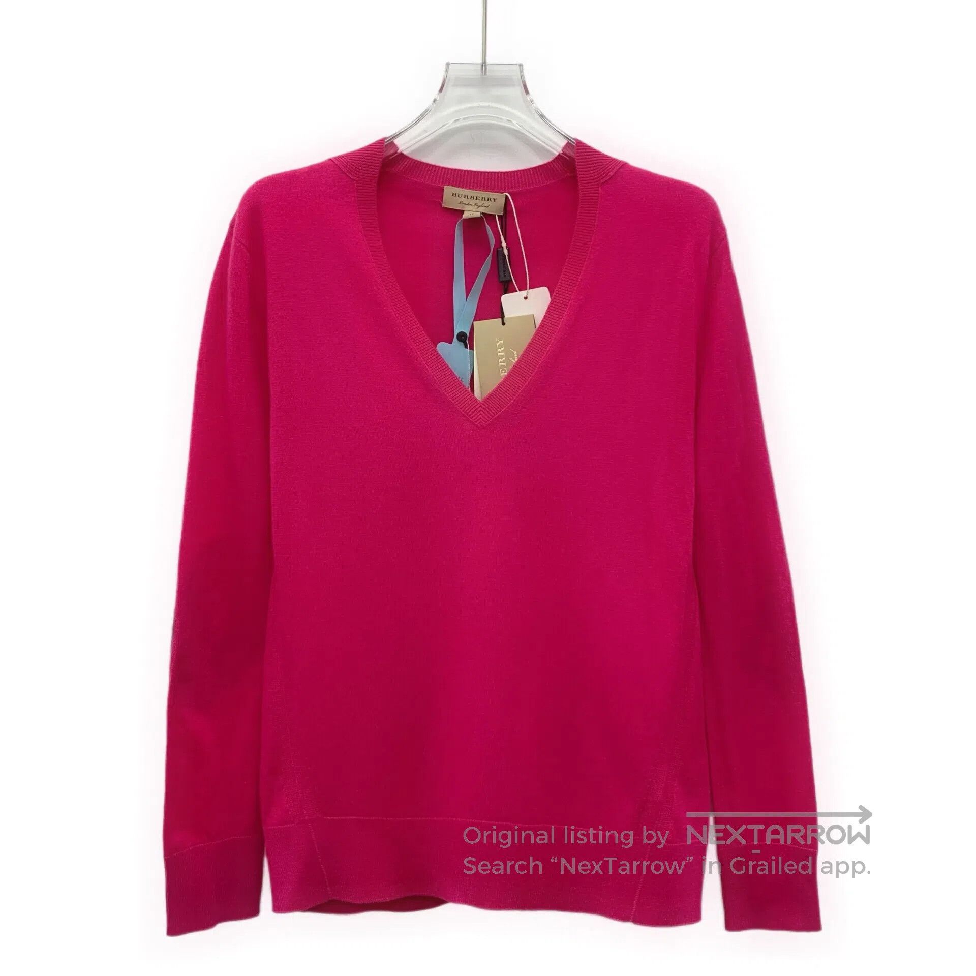 Burberry Burberry Blush pink cashmere V-neck long sleeve knitted sw Size US XS / EU 42 / 0 - 1 Thumbnail