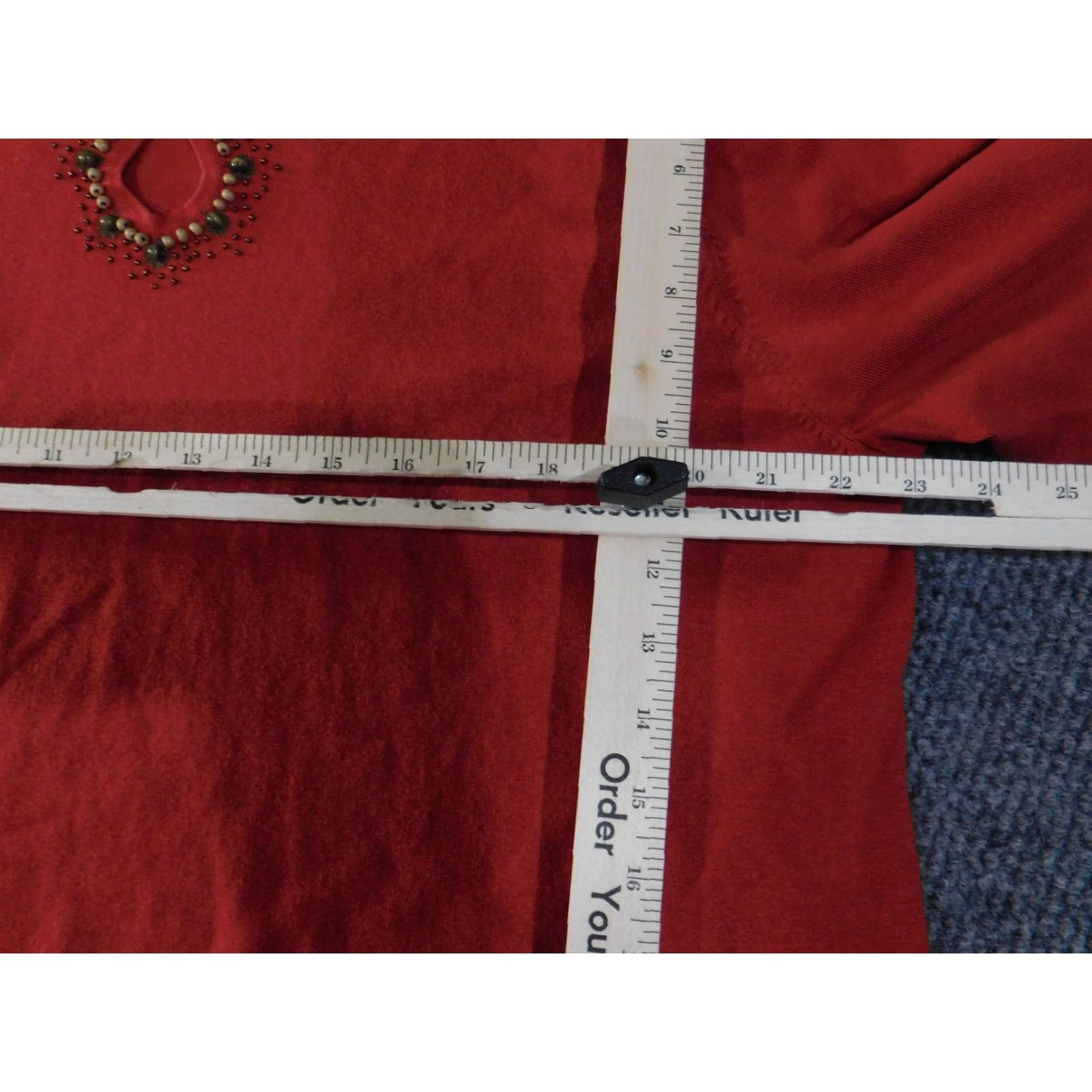 Coldwater Creek VINTAGE? No. Coldwater Creek Sweater Womens 3X Red Beaded Neck Silk Blend 3/4 Sleeve Pullover Size XXL / US 16-18 / IT 52-54 - 6 Thumbnail