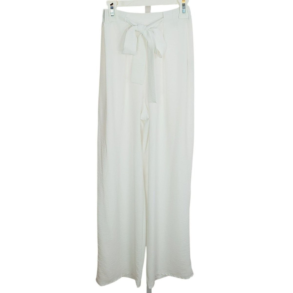 Zara Zara White Flowy Wide Leg Tie Waist Pants Small Size 28" / US 6 / IT 42 - 1 Thumbnail