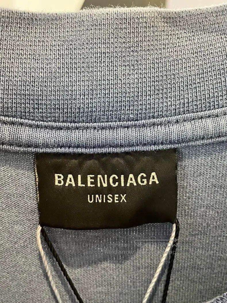 Balenciaga Balenciaga Letter Printed Round Neck Short Sleeve Blue T-S Size US XS / EU 42 / 0 - 3 Thumbnail