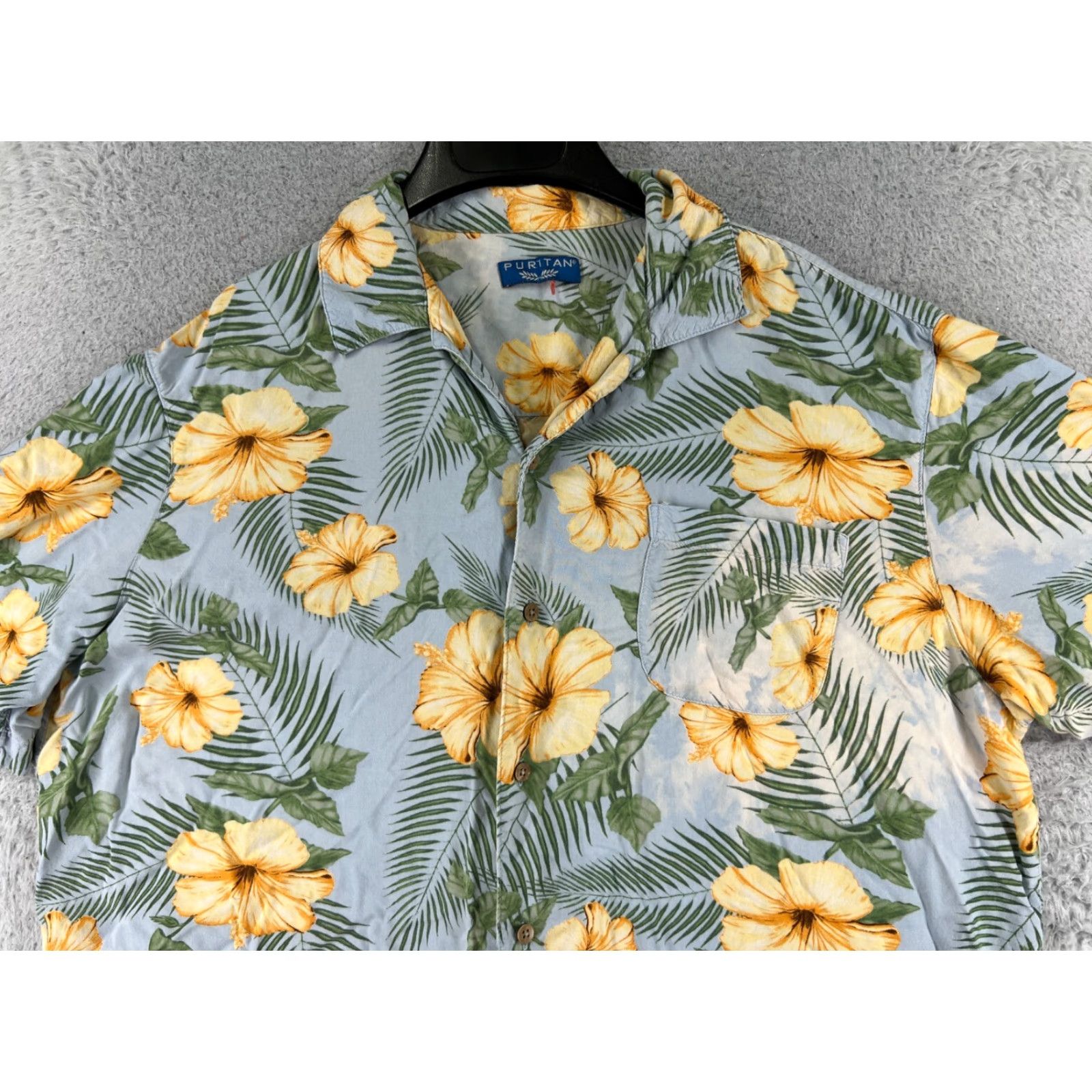 Vintage VINTAGE Puritan Shirt Adult Extra Large Blue Floral Hawaiian Button-Up READ Size US XL / EU 56 / 4 - 4 Thumbnail