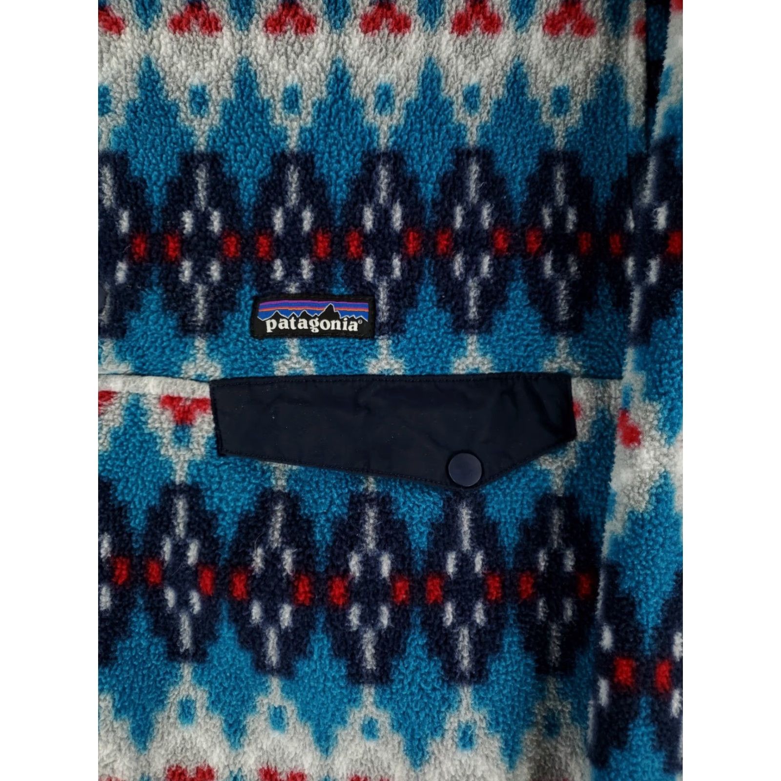 Patagonia Patagonia Synchilla Snap T Fleece Geometric Patterned Blue White Red Mens S Blue Geometric Patterned Fleece Mens S Size US S / EU 44-46 / 1 - 2 Thumbnail