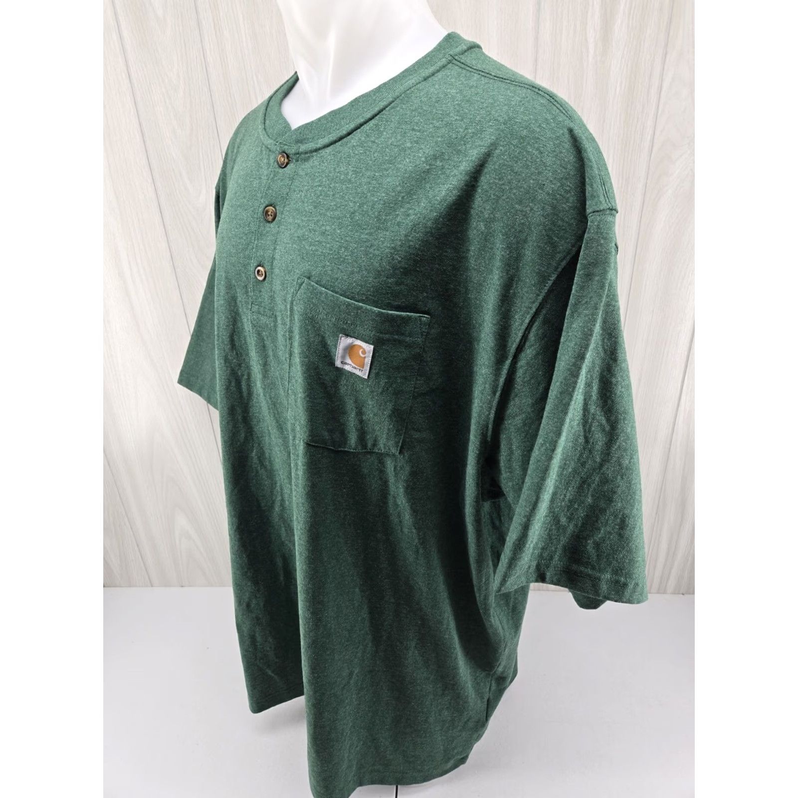 Carhartt VINTAGE Carhartt Heavyweight Pocket Henley Green T Shirt Mens 3XL K84 G55 3 Button Size US XXL / EU 58 / 5 - 4 Thumbnail